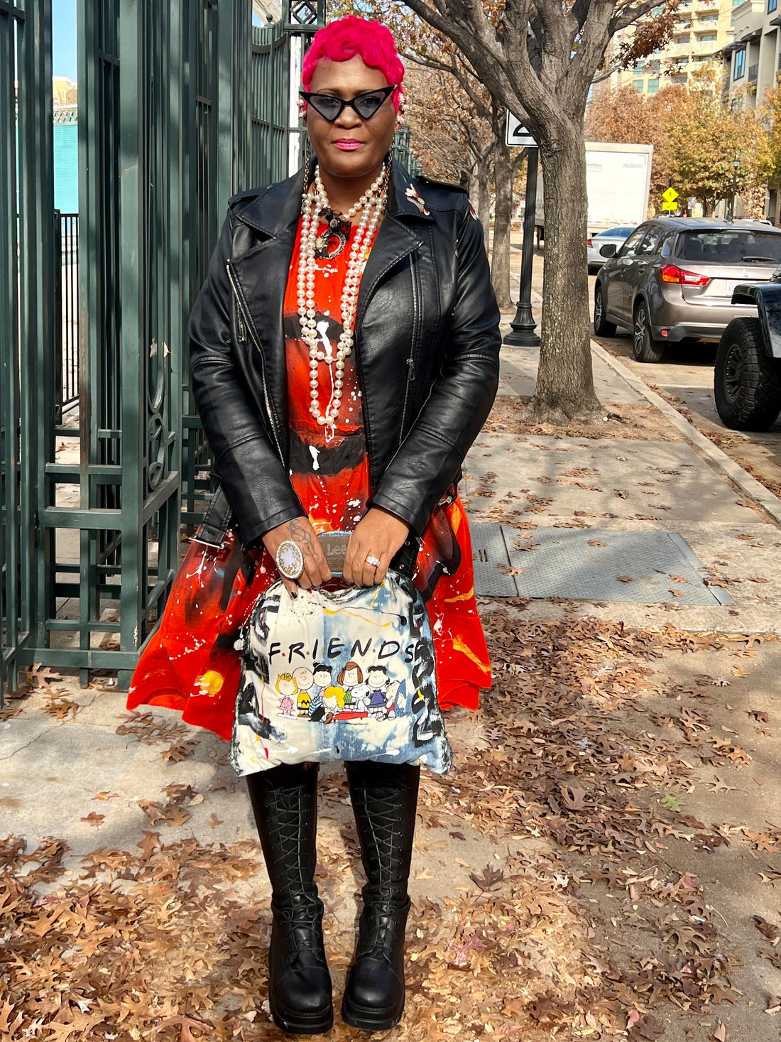 Red Graffiti Dress Styled Vintage Funky & Grungy