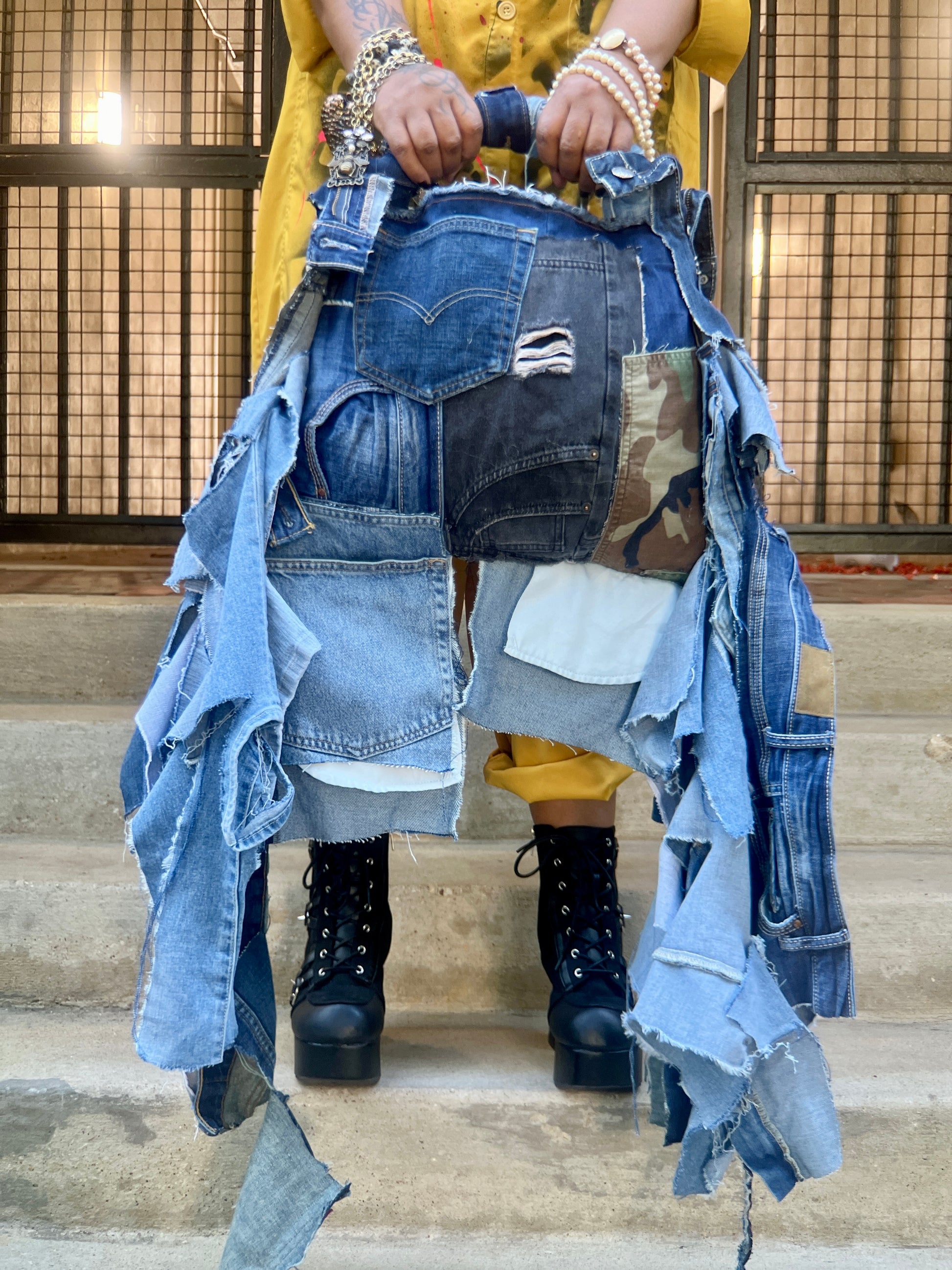 Janky Denim On Denim Ugly Jean Bag