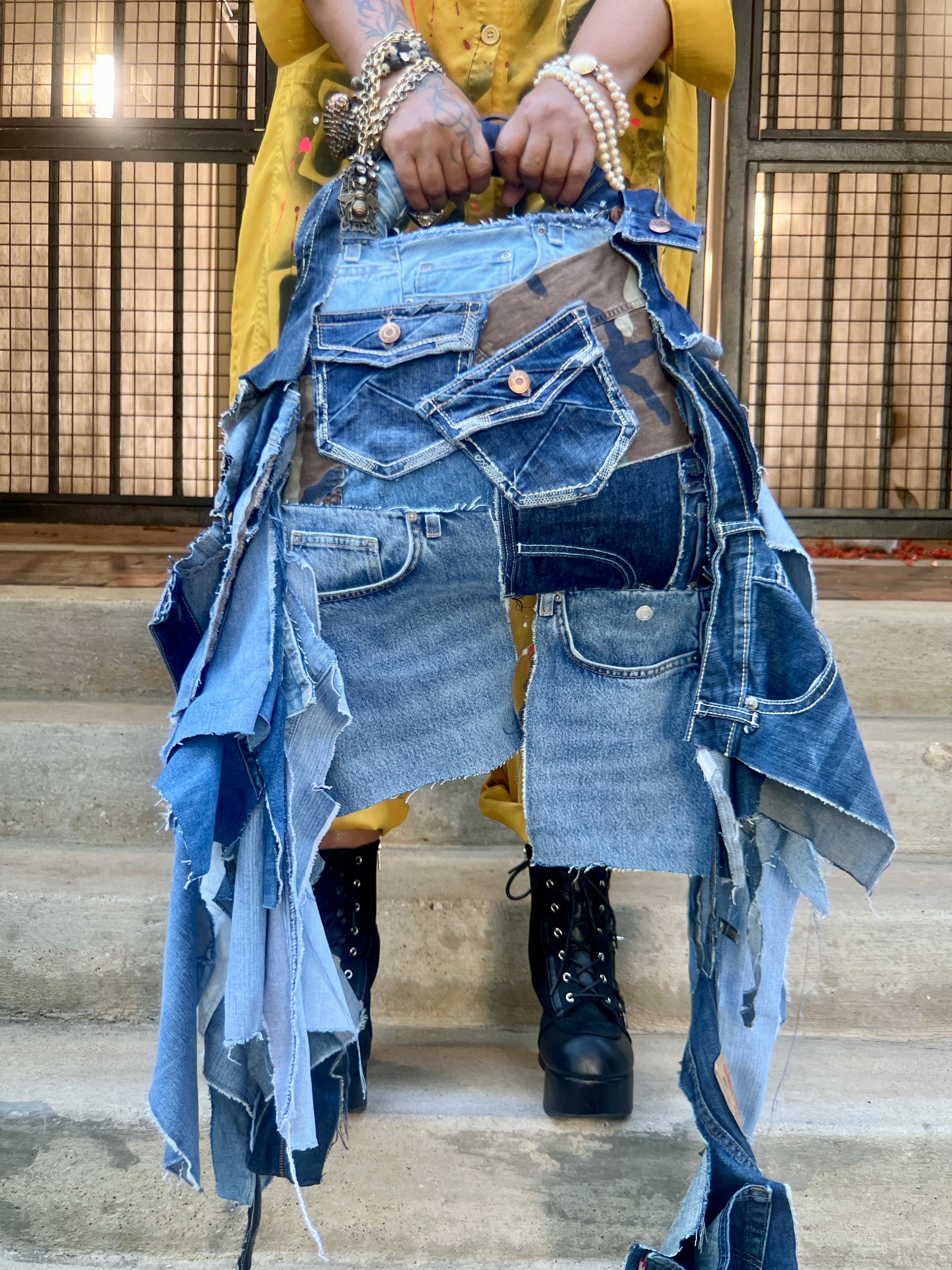 Janky Denim On Denim Ugly Jean Bag