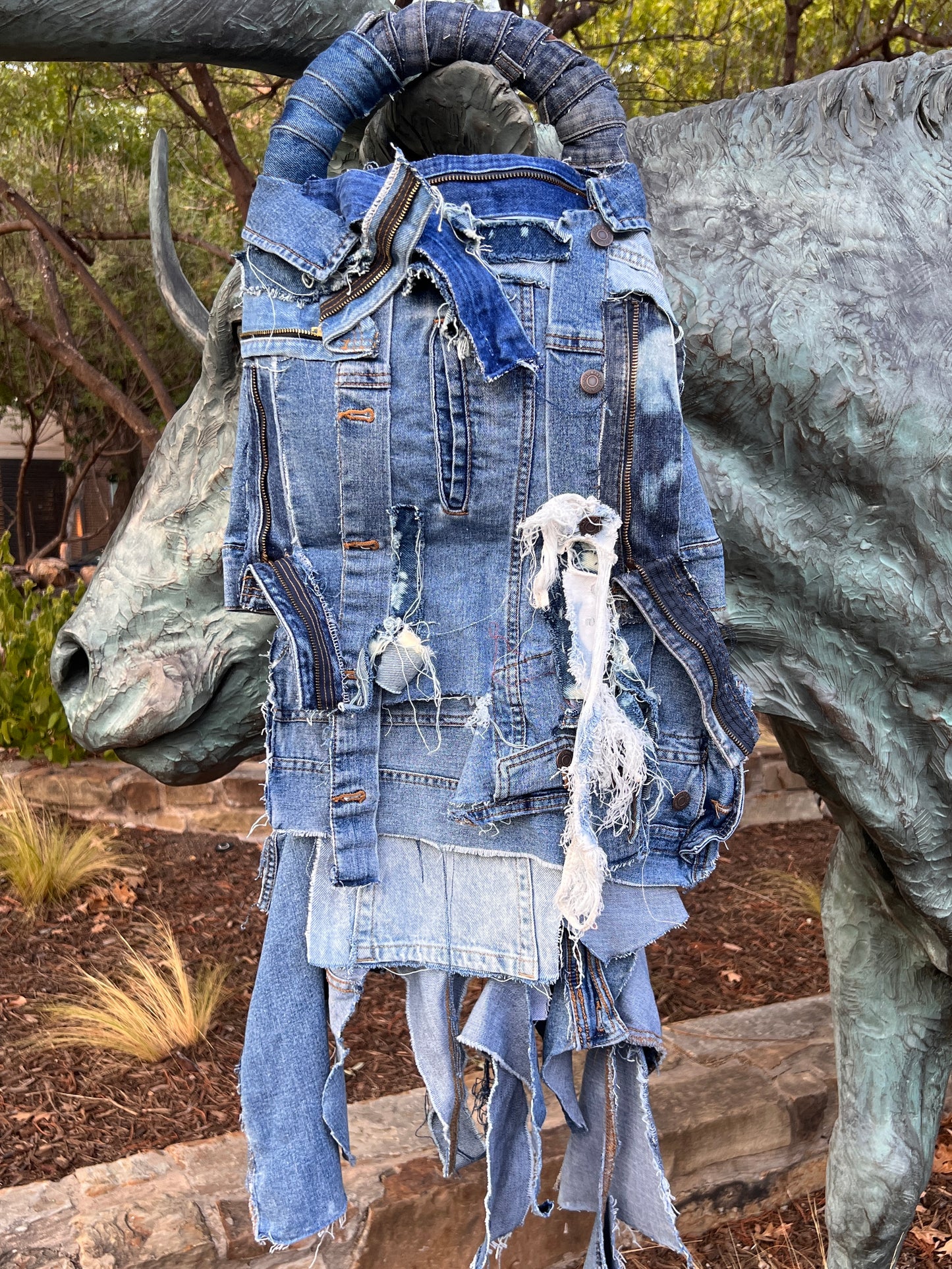 She Shady Ugly Denim Grunge Raggedy Bag