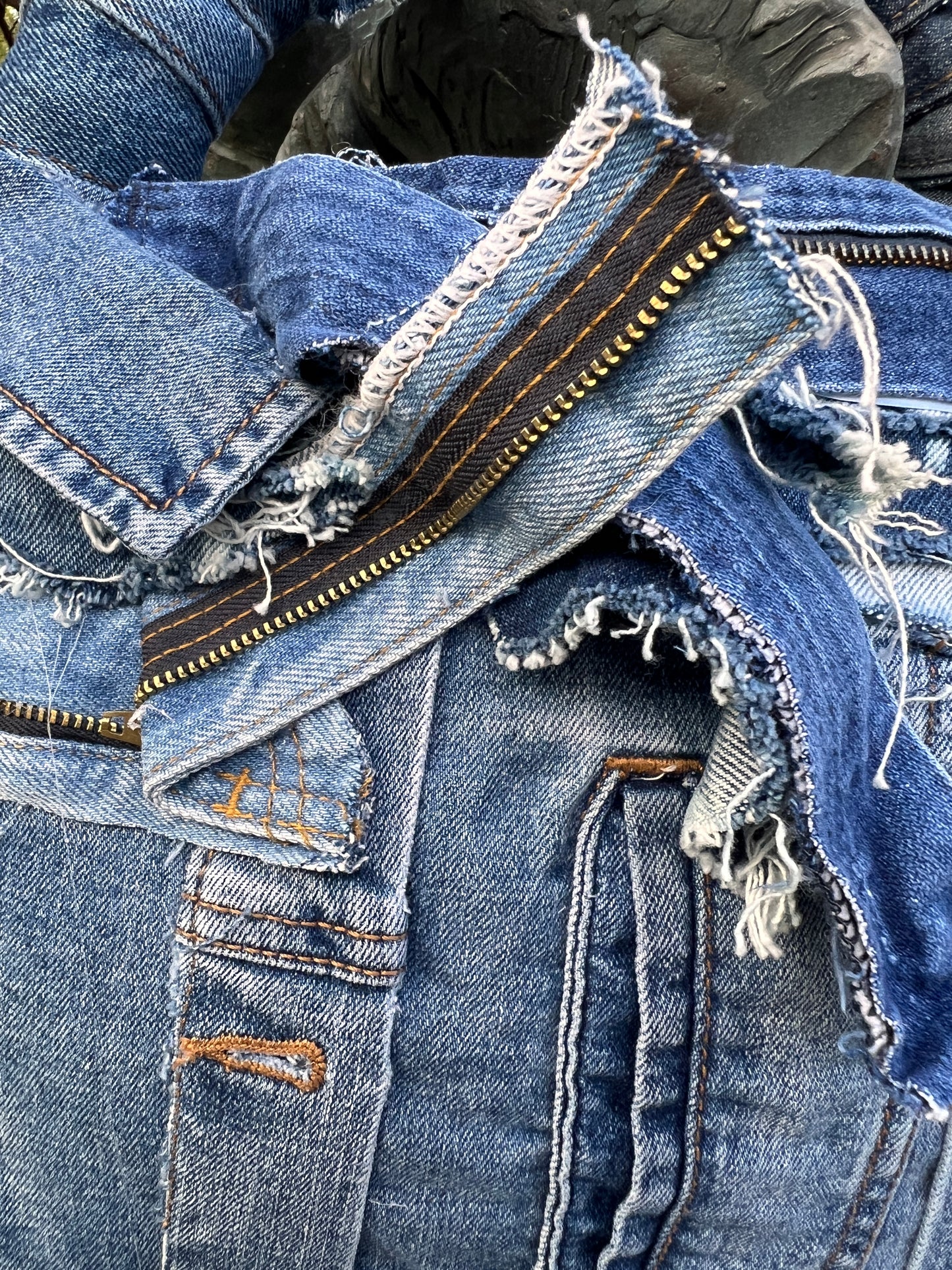 She Shady Ugly Denim Grunge Raggedy Bag