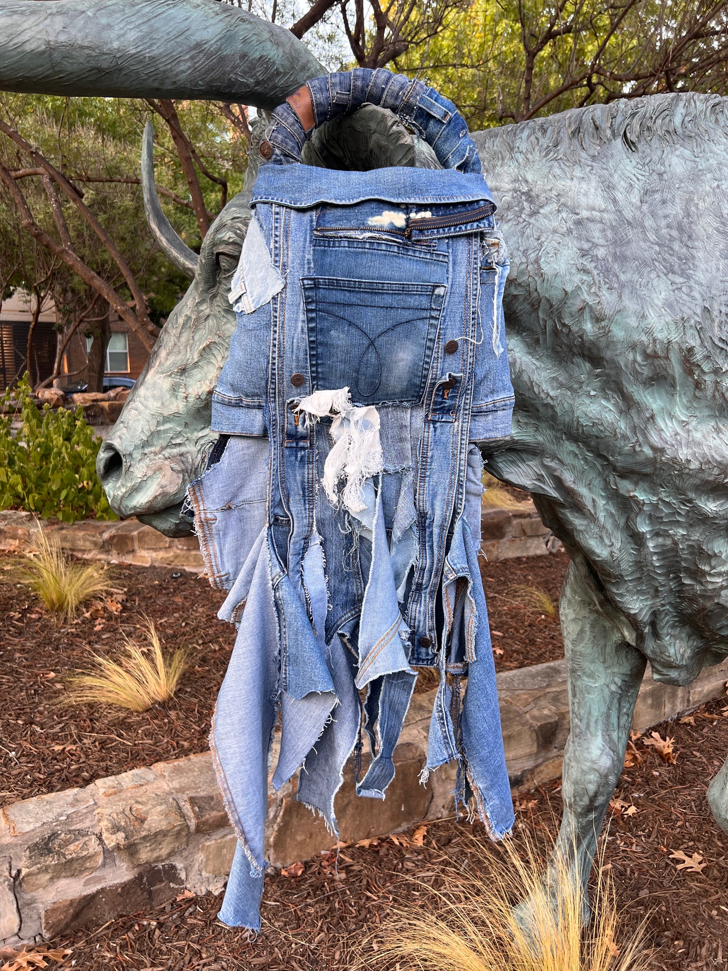 She Shady Ugly Denim Grunge Raggedy Bag