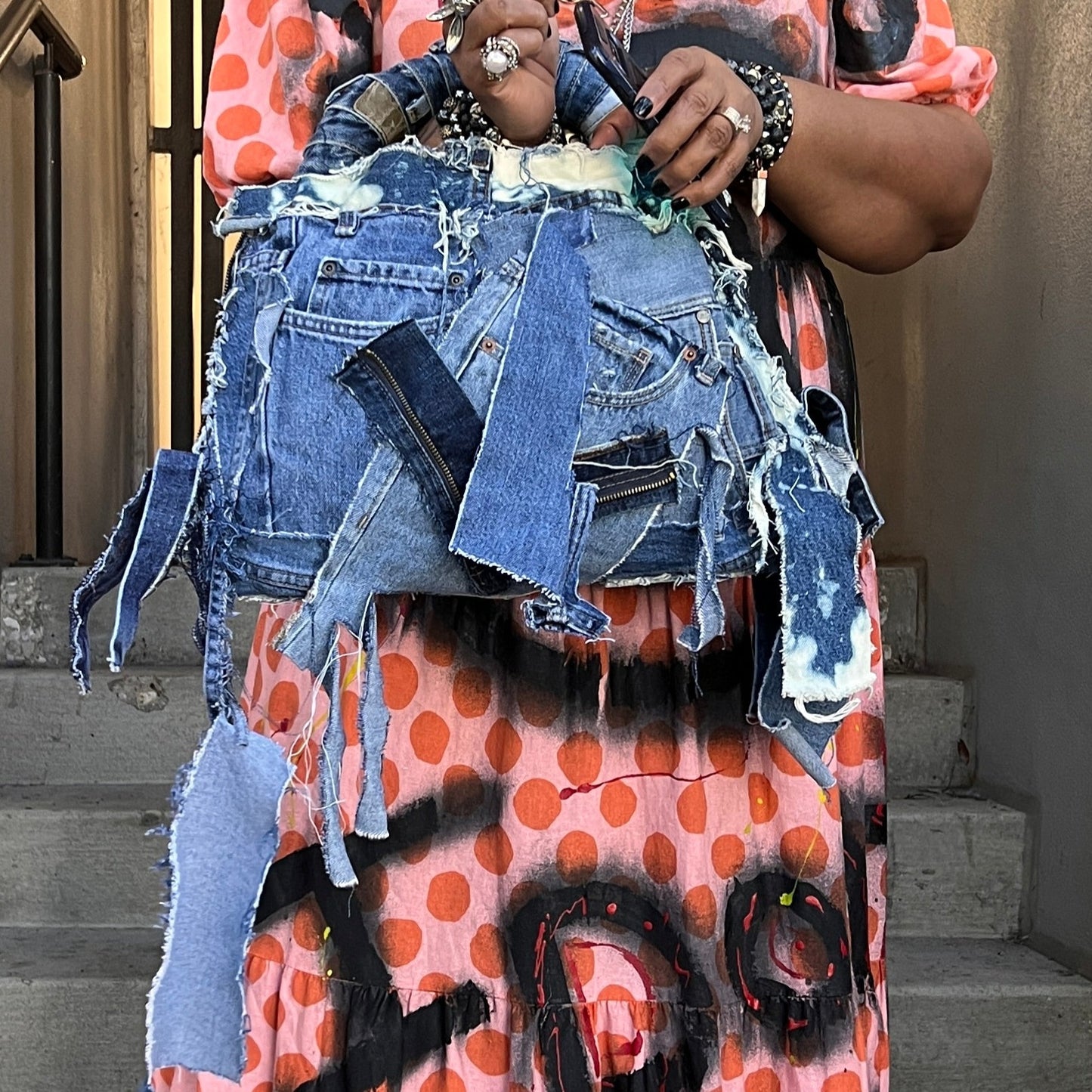 Ugly Destruction Denim Pocket Grunge Bag: Weird Style