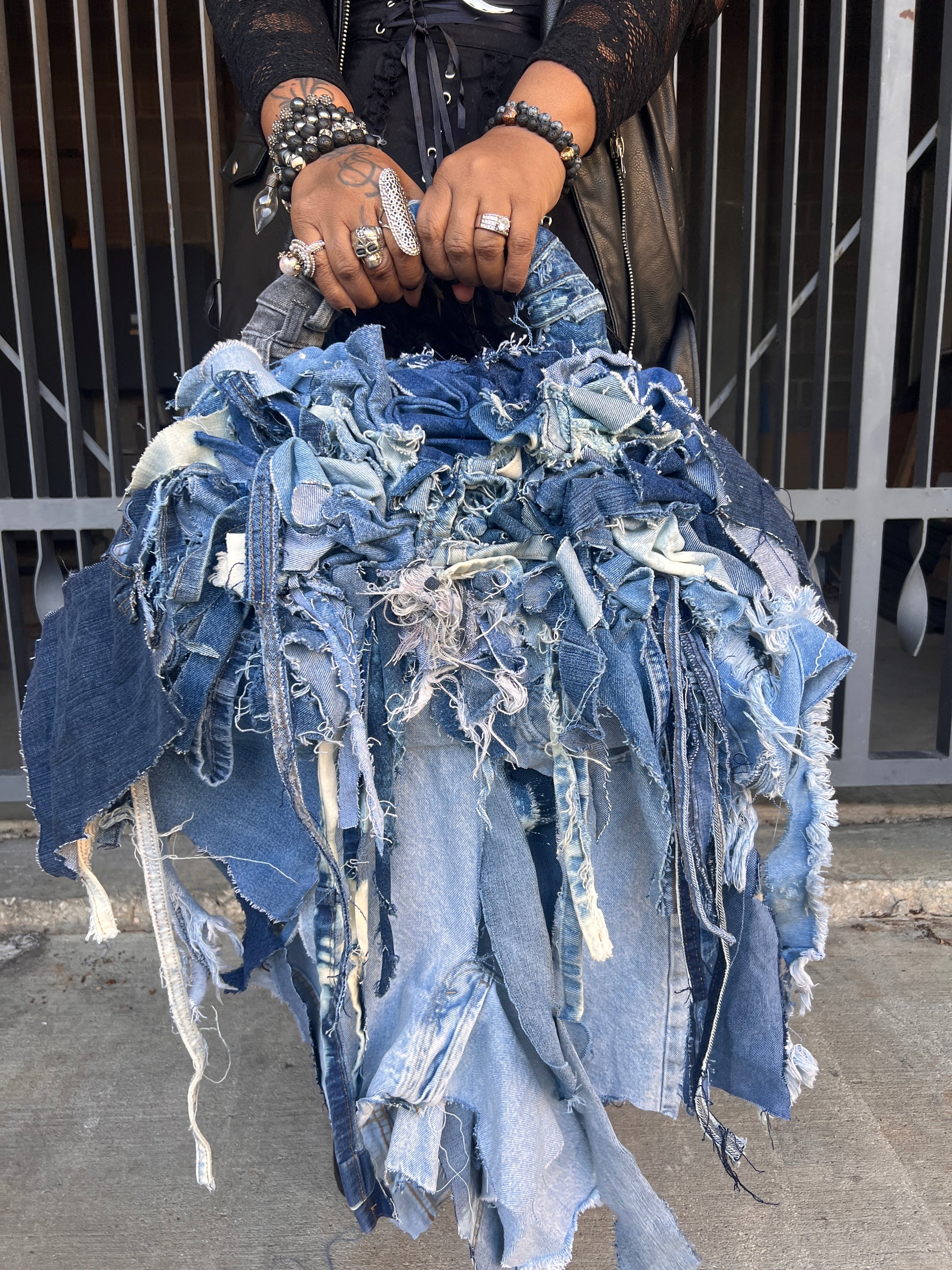Always A Seen Queen Extra Big Ugly Denim Trashy Style Bag