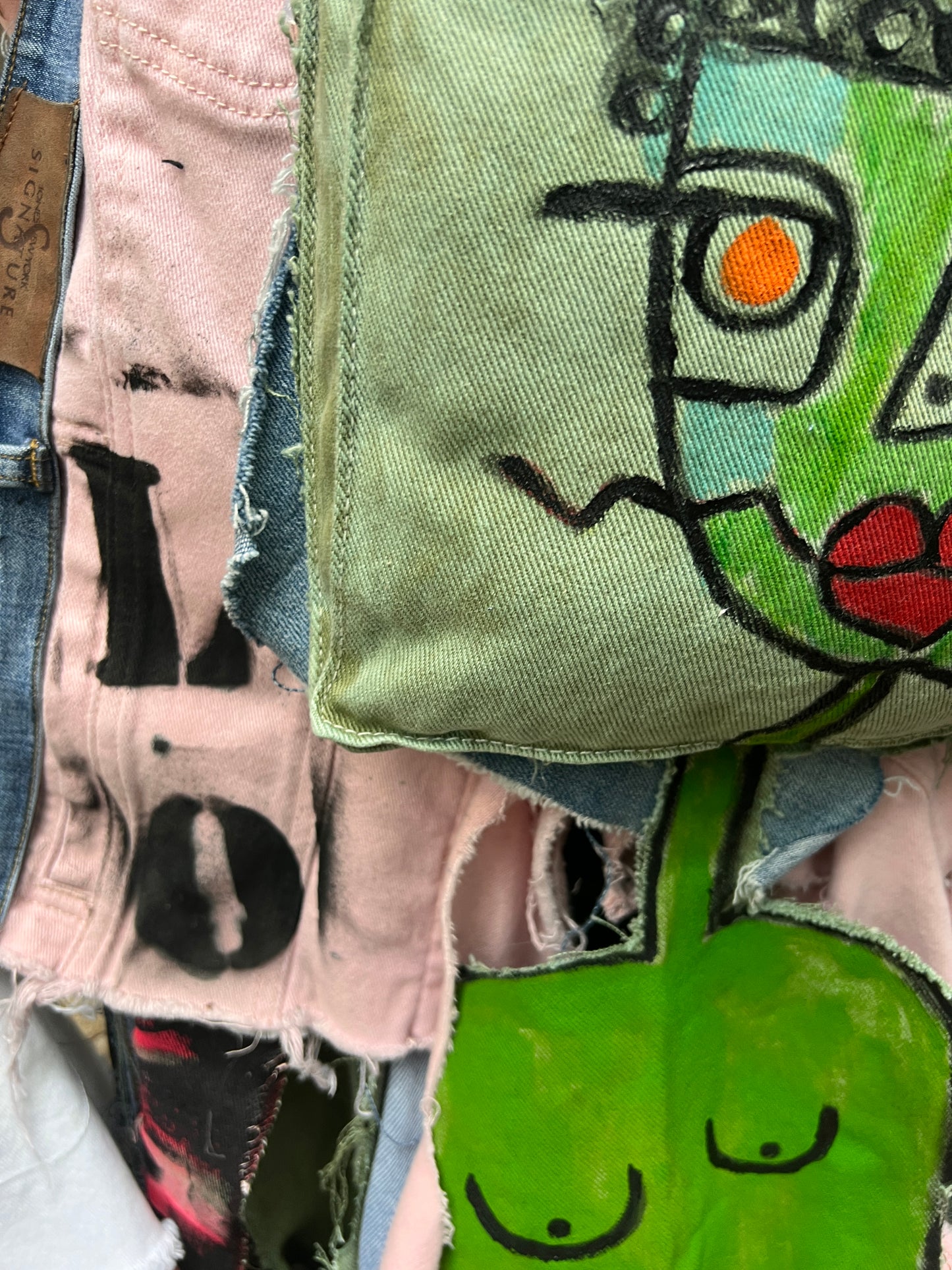 Look At Me Ugly Monstrosity Stand Out Bold Denim Bag