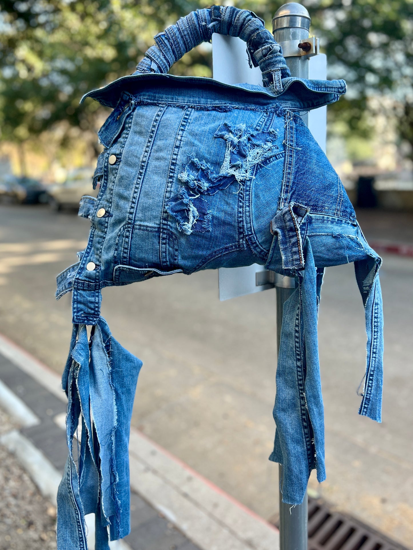 Always Showing Up Differently Ugly Denim Bag