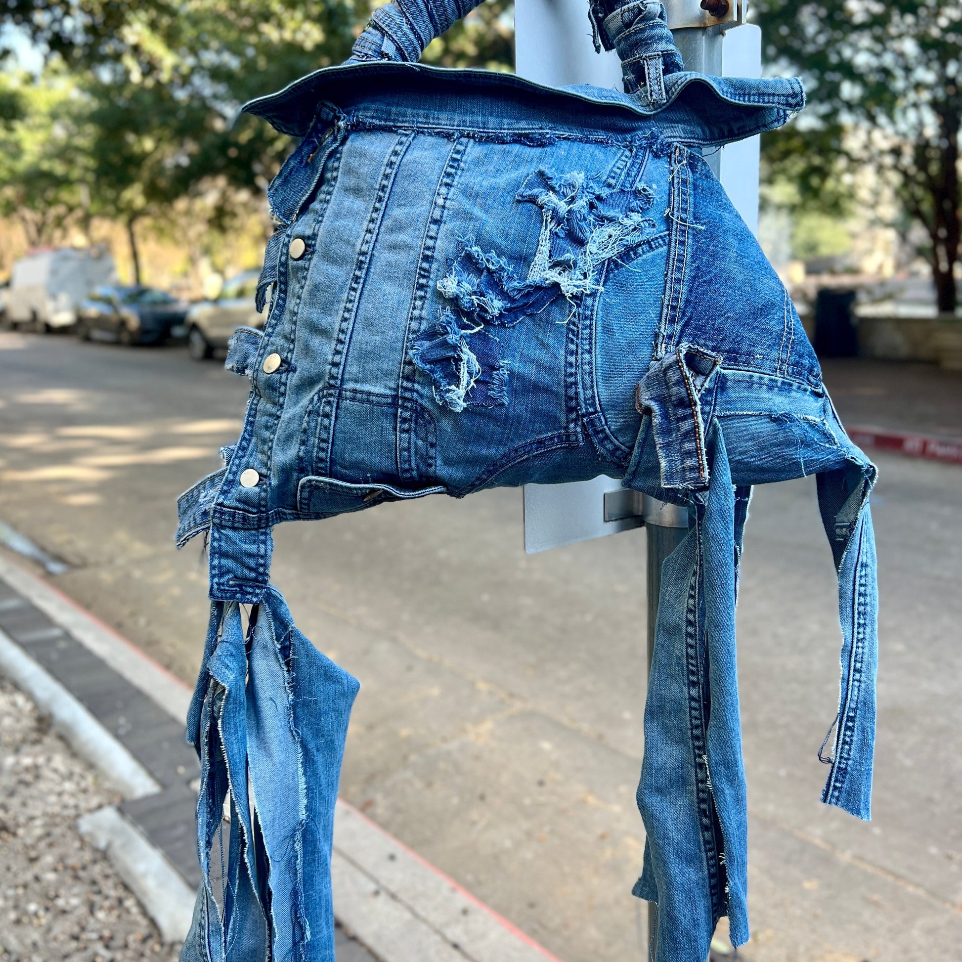 Always Showing Up Differently Ugly Denim Bag