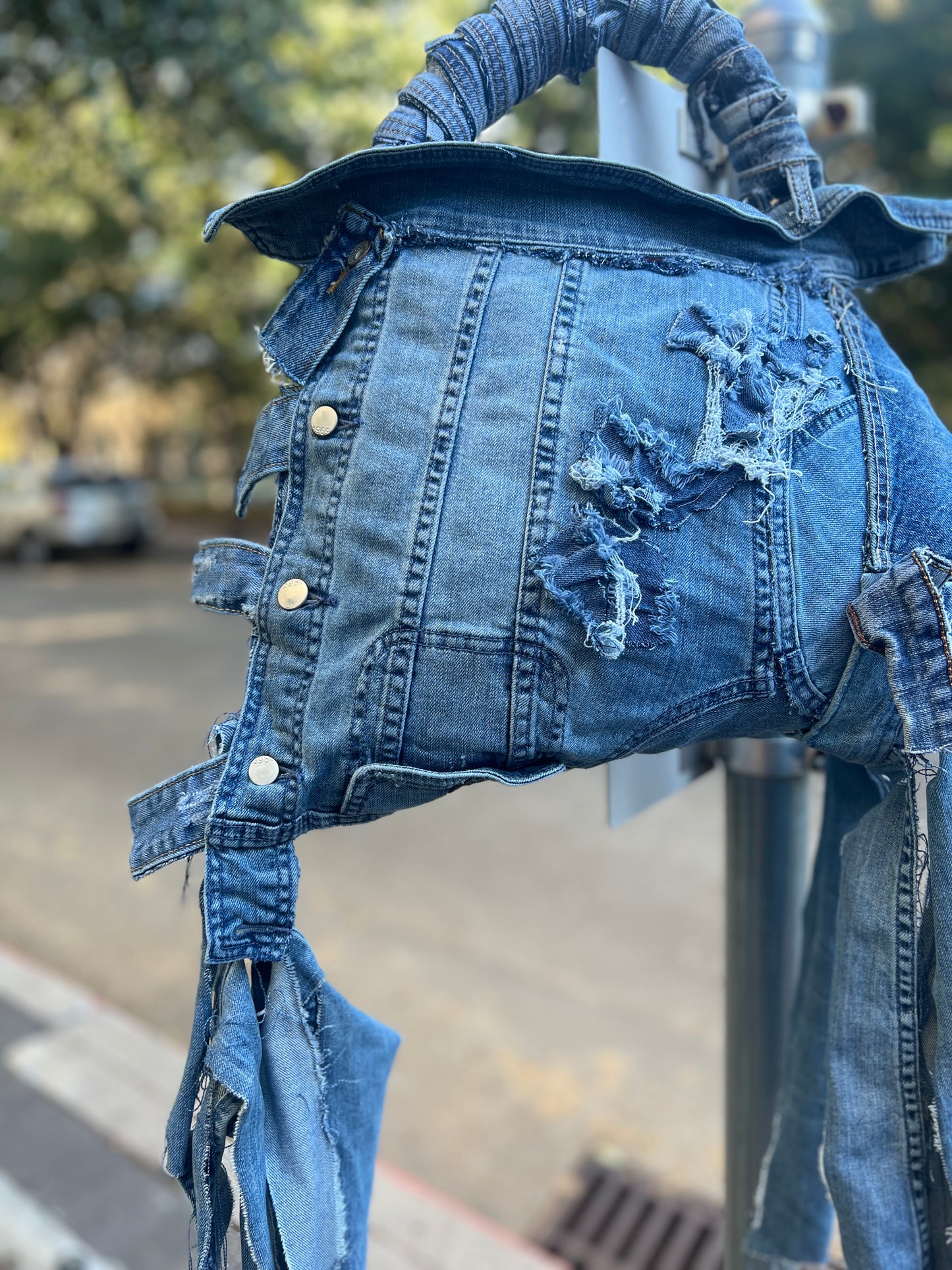 Always Showing Up Differently Ugly Denim Bag