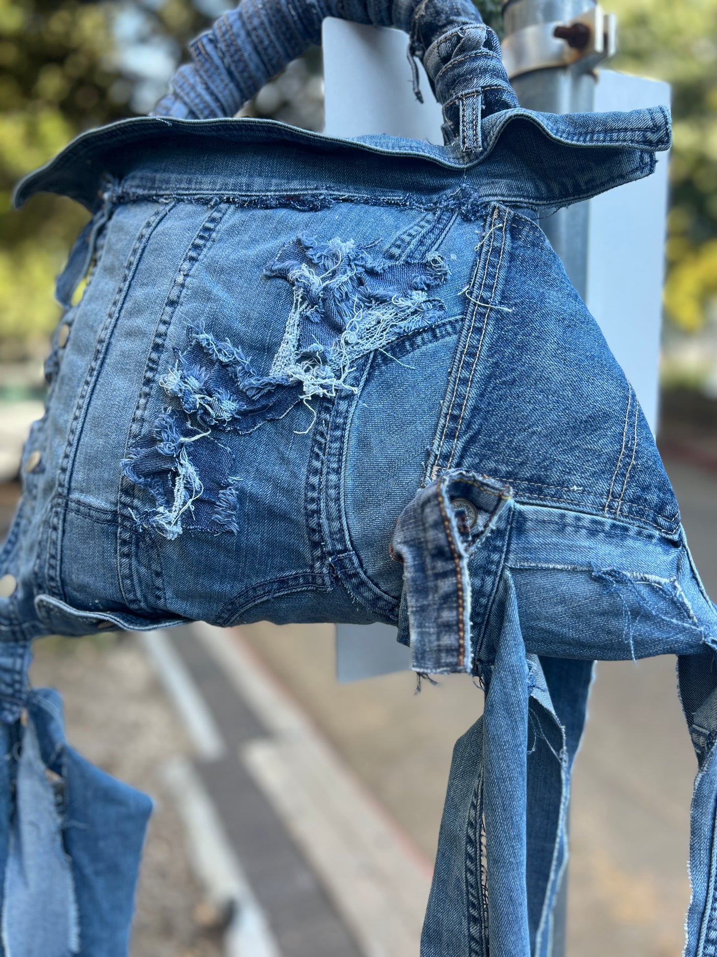 Always Showing Up Differently Ugly Denim Bag