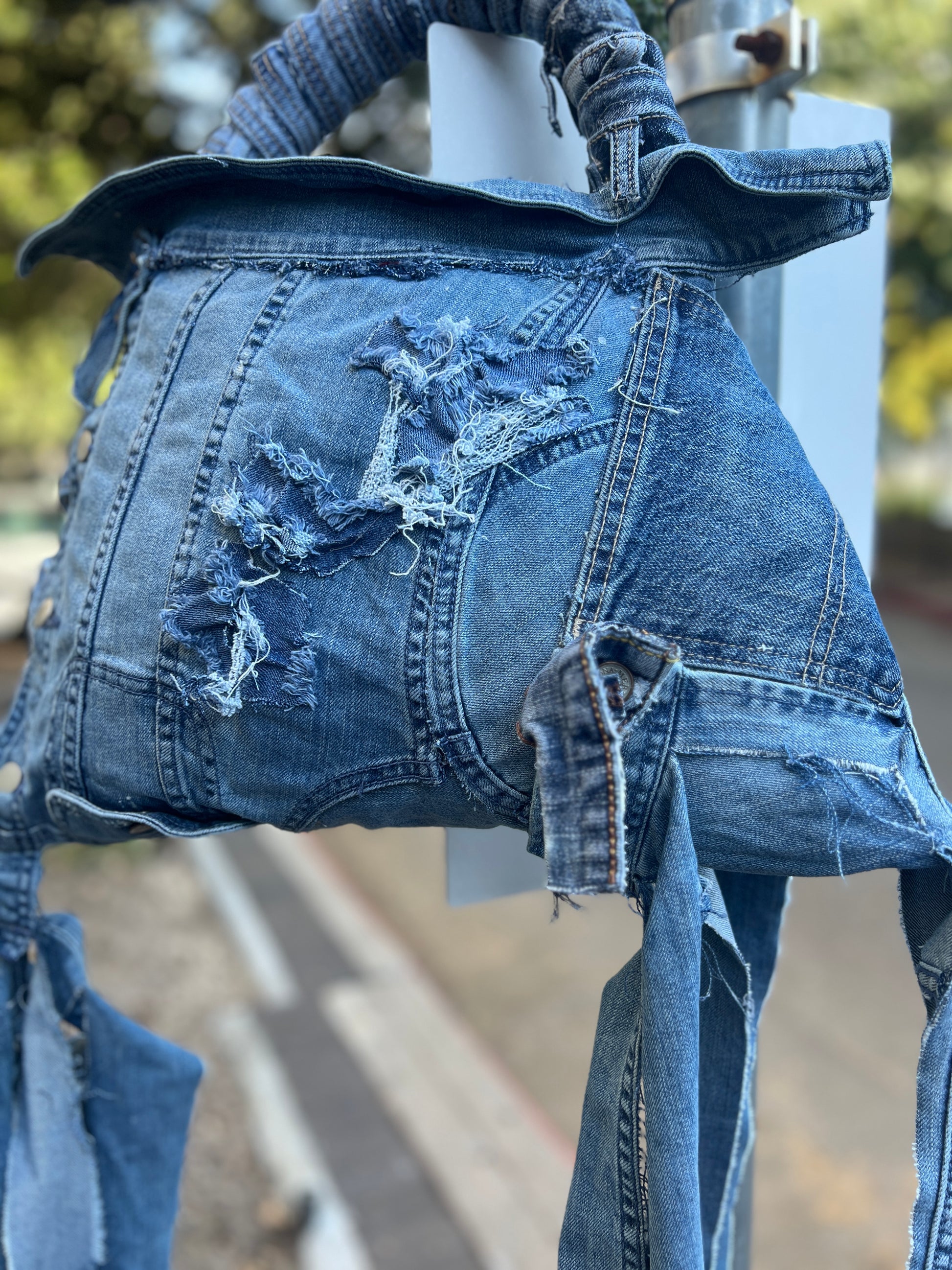 Always Showing Up Differently Ugly Denim Bag