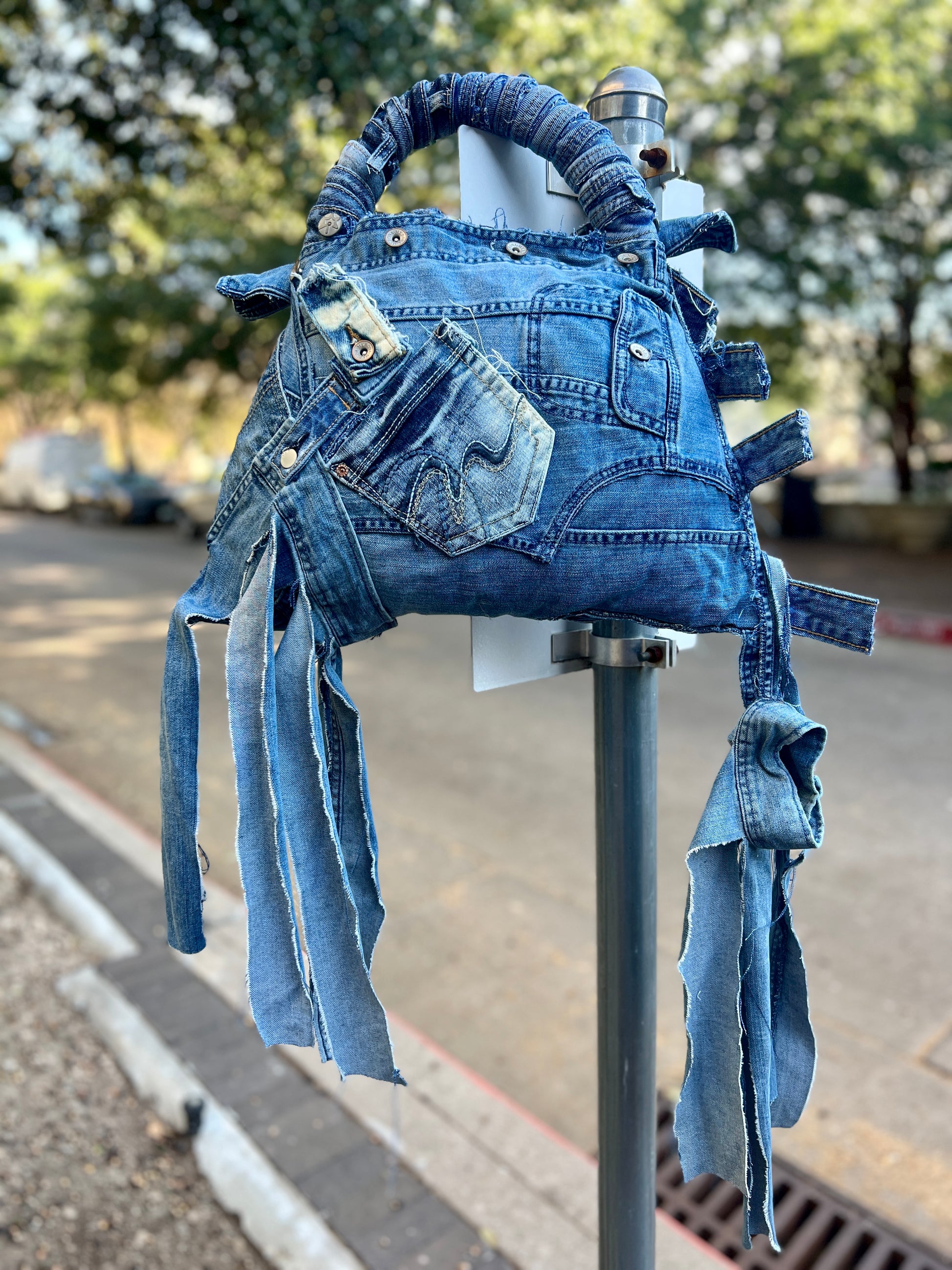 Always Showing Up Differently Ugly Denim Bag