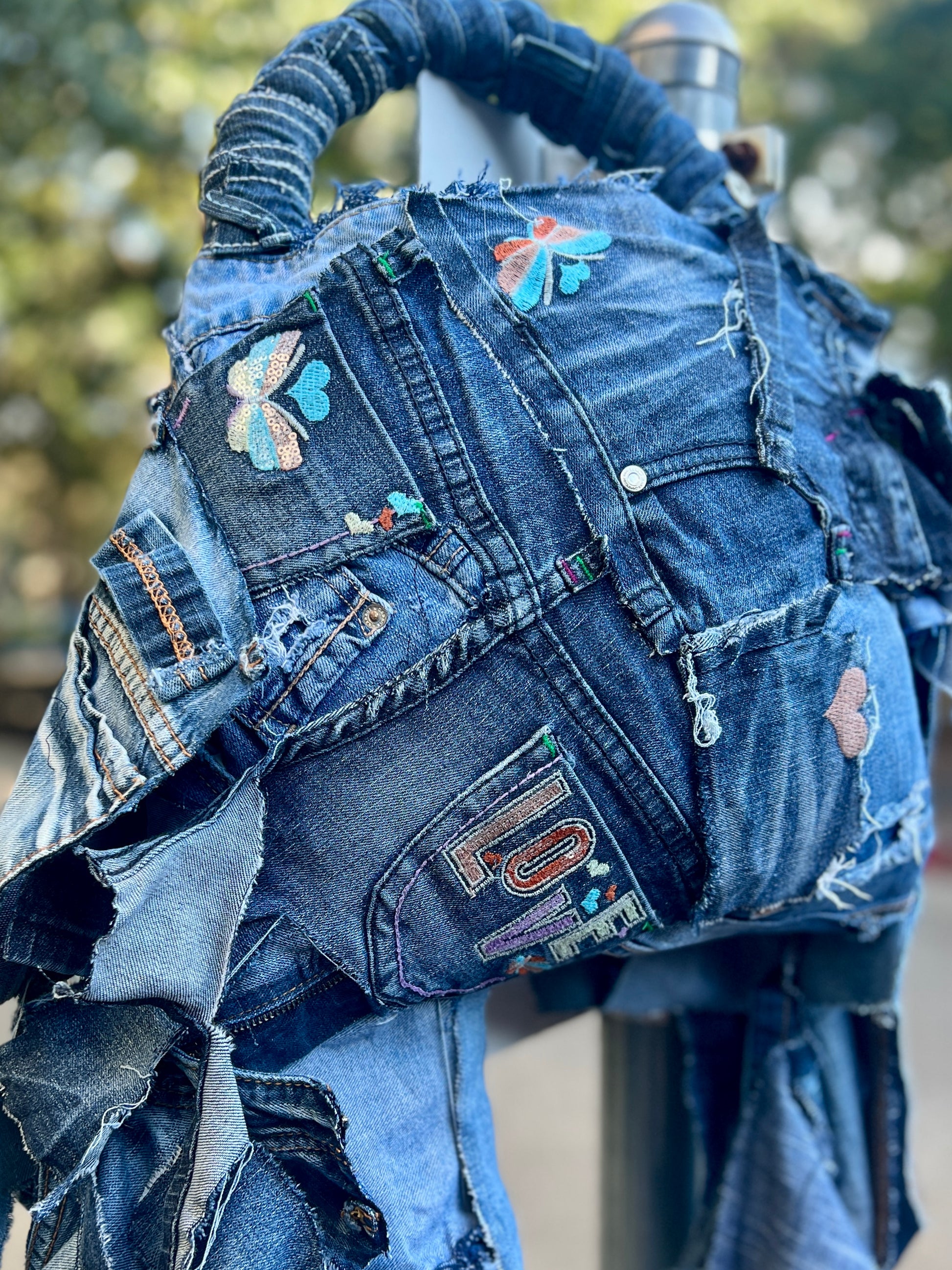Love Always Ugly Denim Grunge Bag
