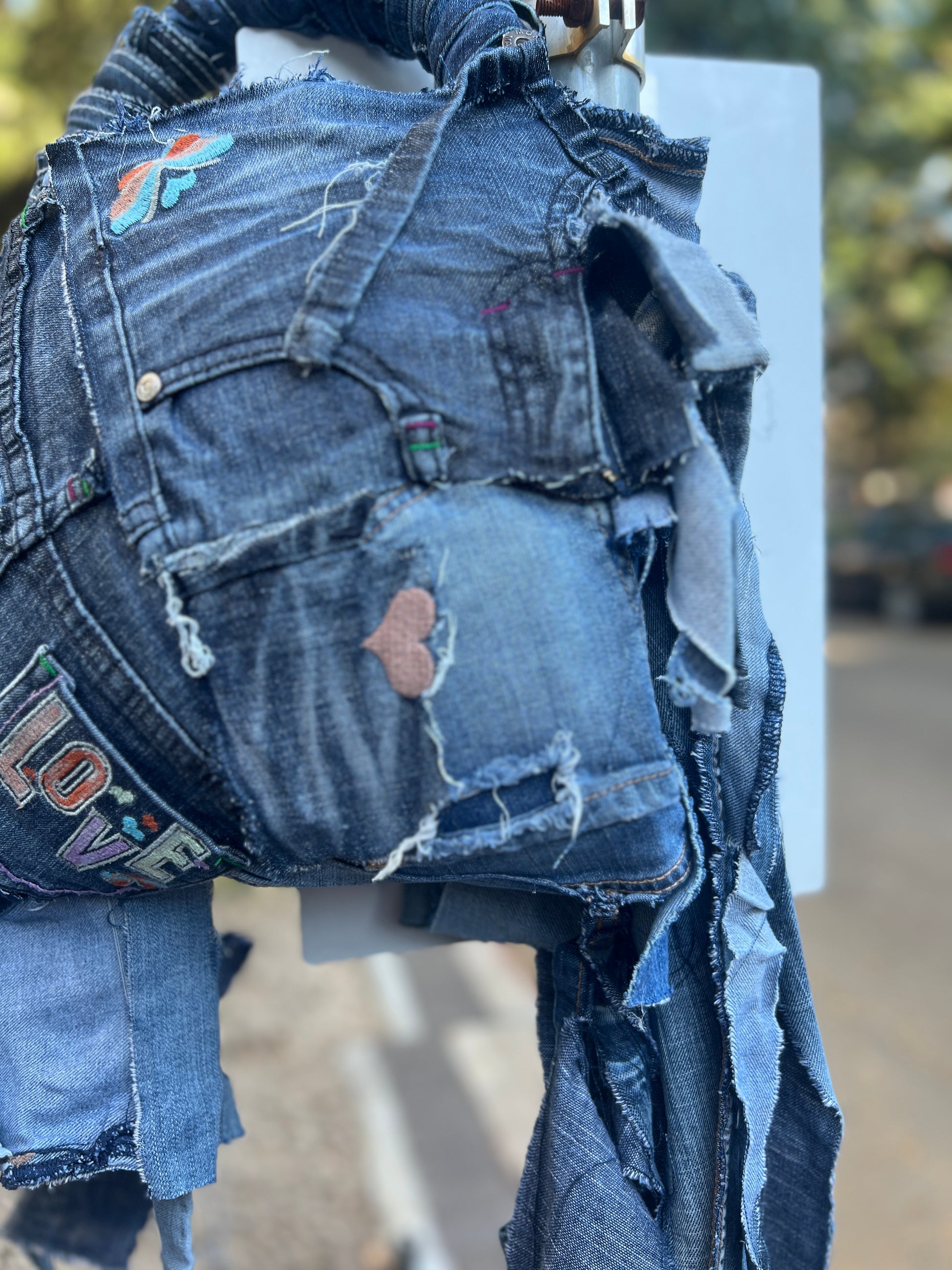 Love Always Ugly Denim Grunge Bag