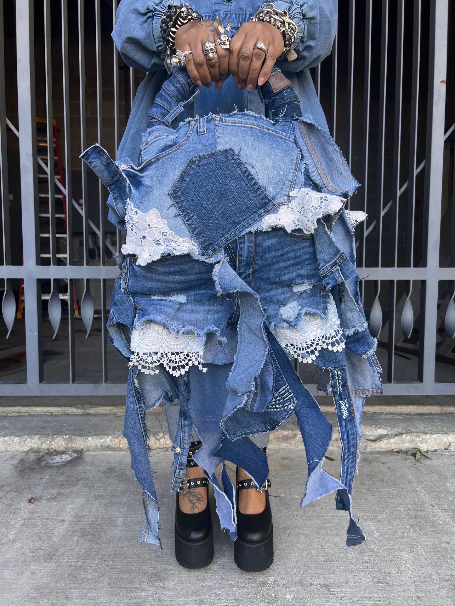 Everyday Talking Blessings Ugly Denim Grunge Bag