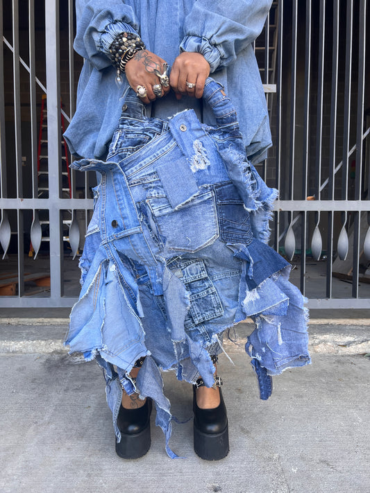 Big Ole Unique Ugly Denim Grunge Funky Stuff And Go Bag