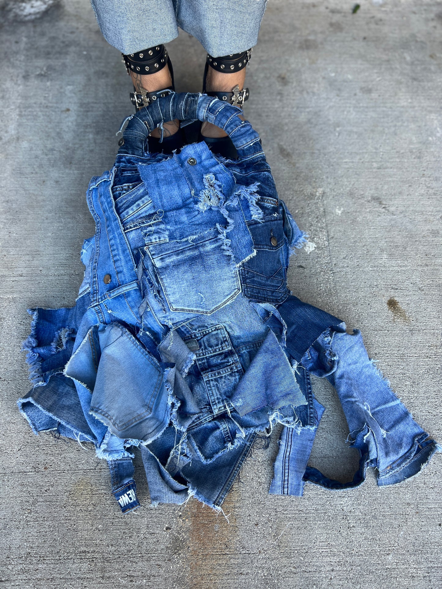 Big Ole Unique Ugly Denim Grunge Funky Stuff And Go Bag
