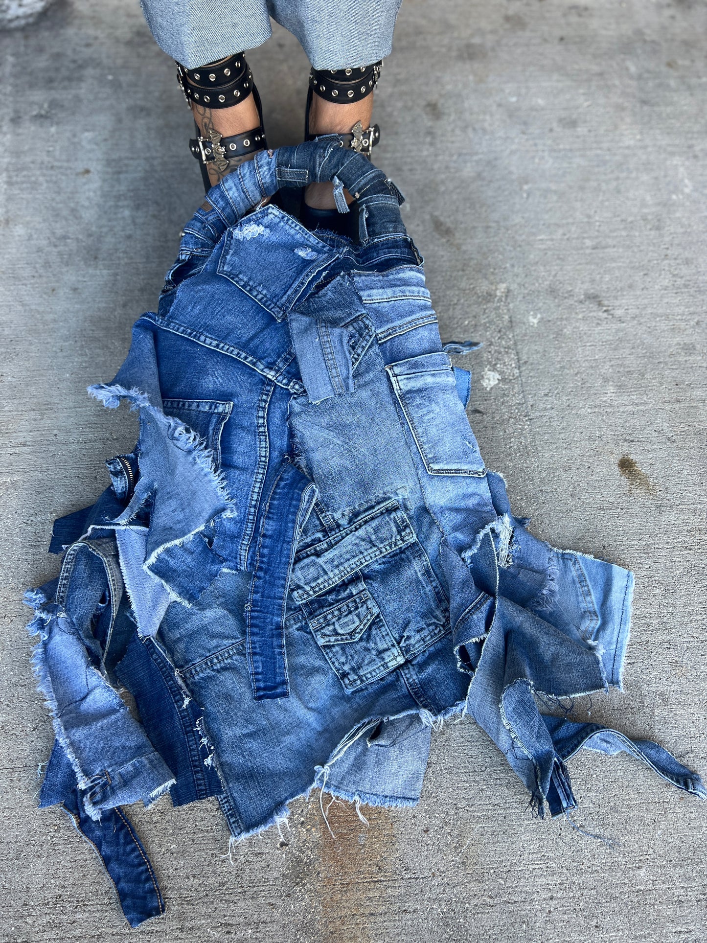 Big Ole Unique Ugly Denim Grunge Funky Stuff And Go Bag