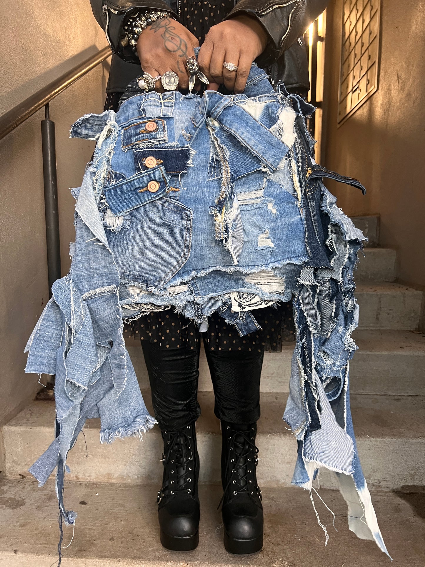 Pretty Girl Fly Ugly Denim Bag Uniquely Handcrafted