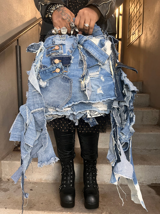 Pretty Girl Fly Ugly Denim Bag Uniquely Handcrafted