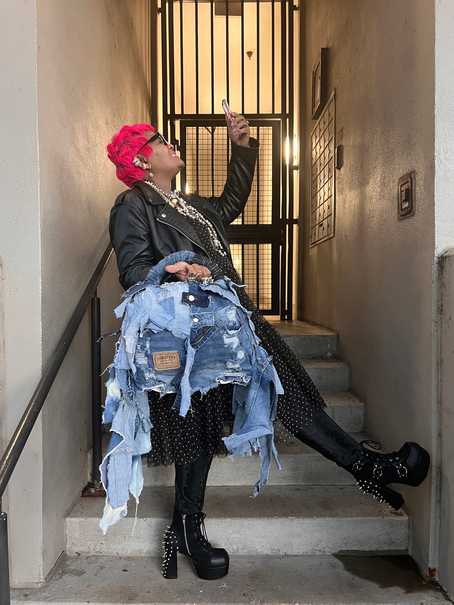 Pretty Girl Fly Ugly Denim Bag Uniquely Handcrafted