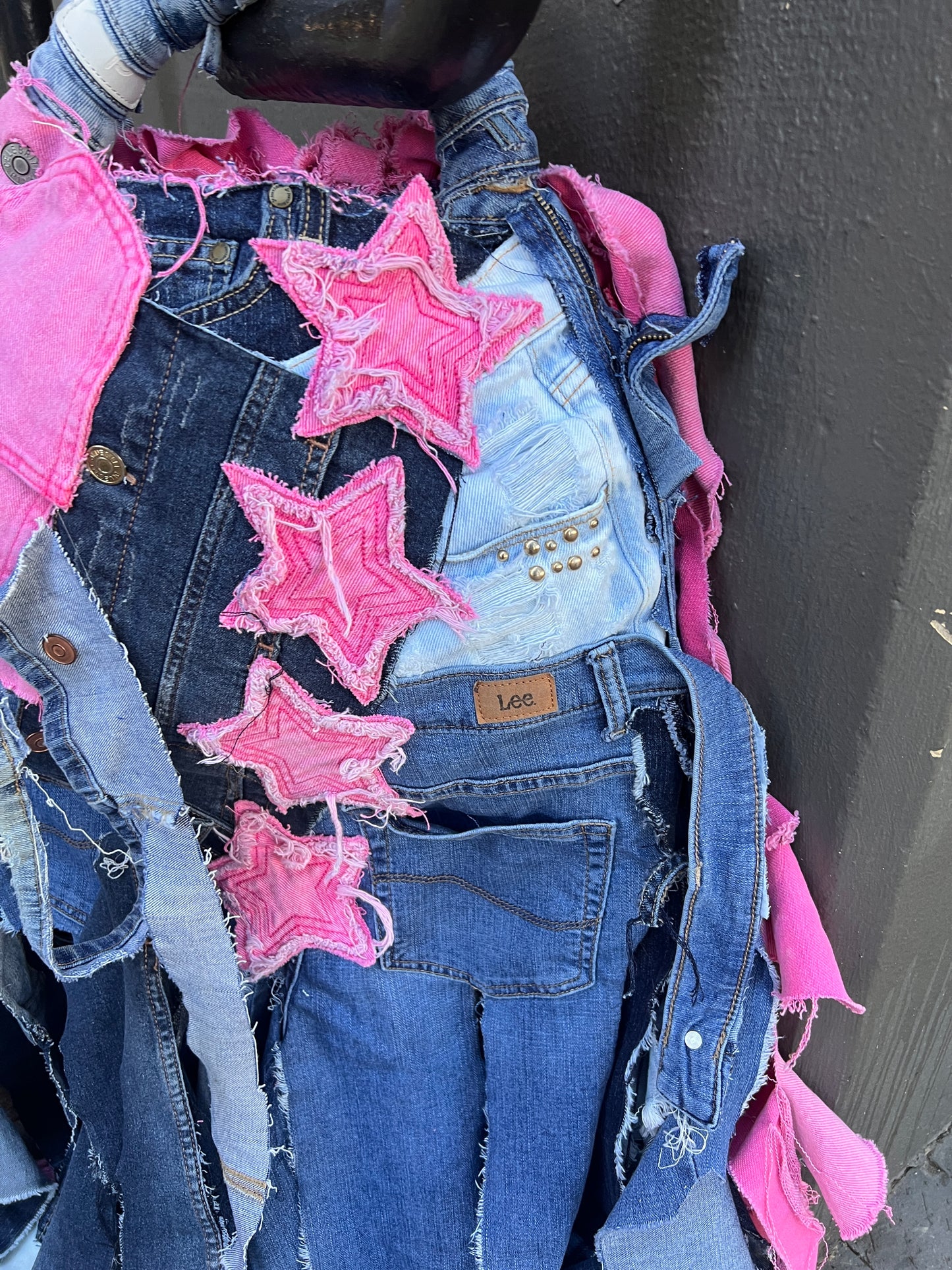 Big Ole' Pink Ugly Denim Grunge Bag