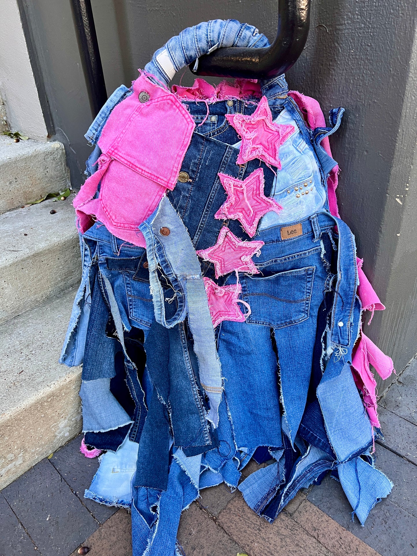 Big Ole' Pink Ugly Denim Grunge Bag