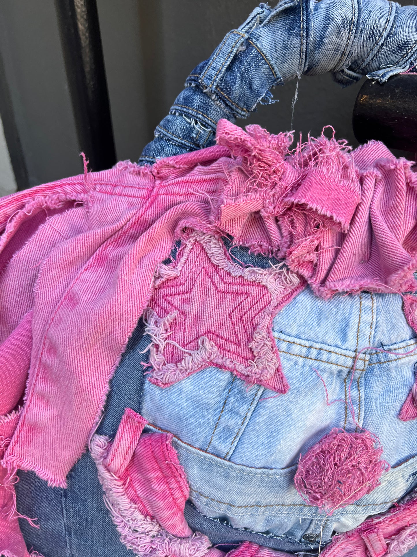 Big Ole' Pink Ugly Denim Grunge Bag