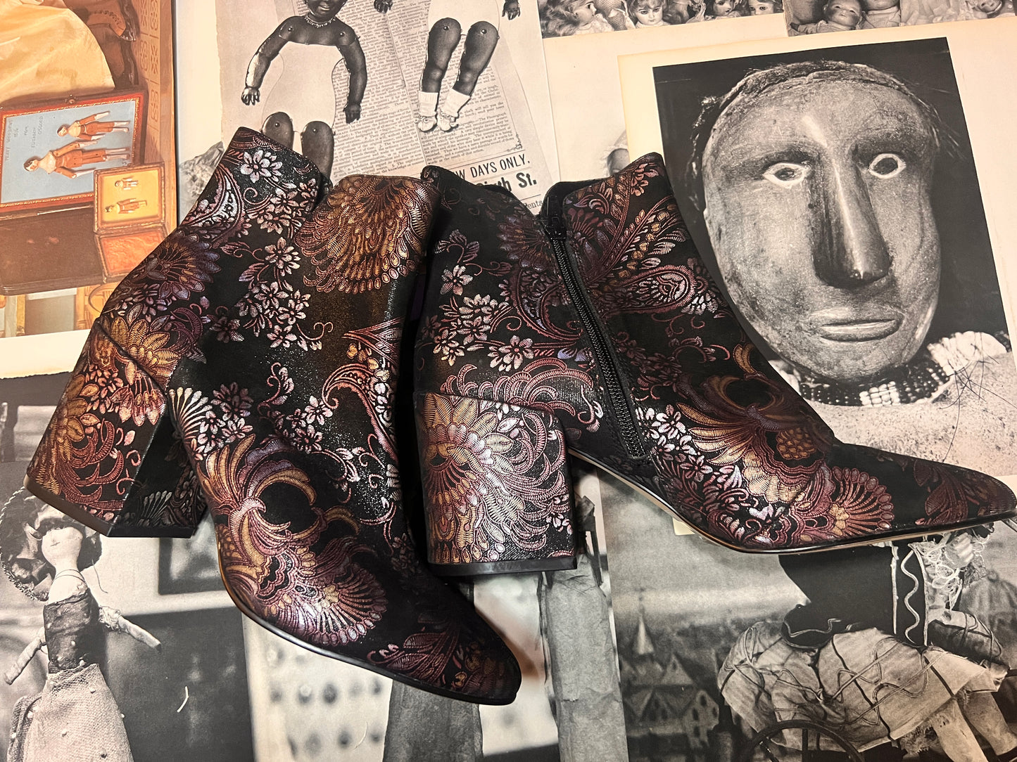 Pre-Loved Purple Grunge Black Funky Bootie