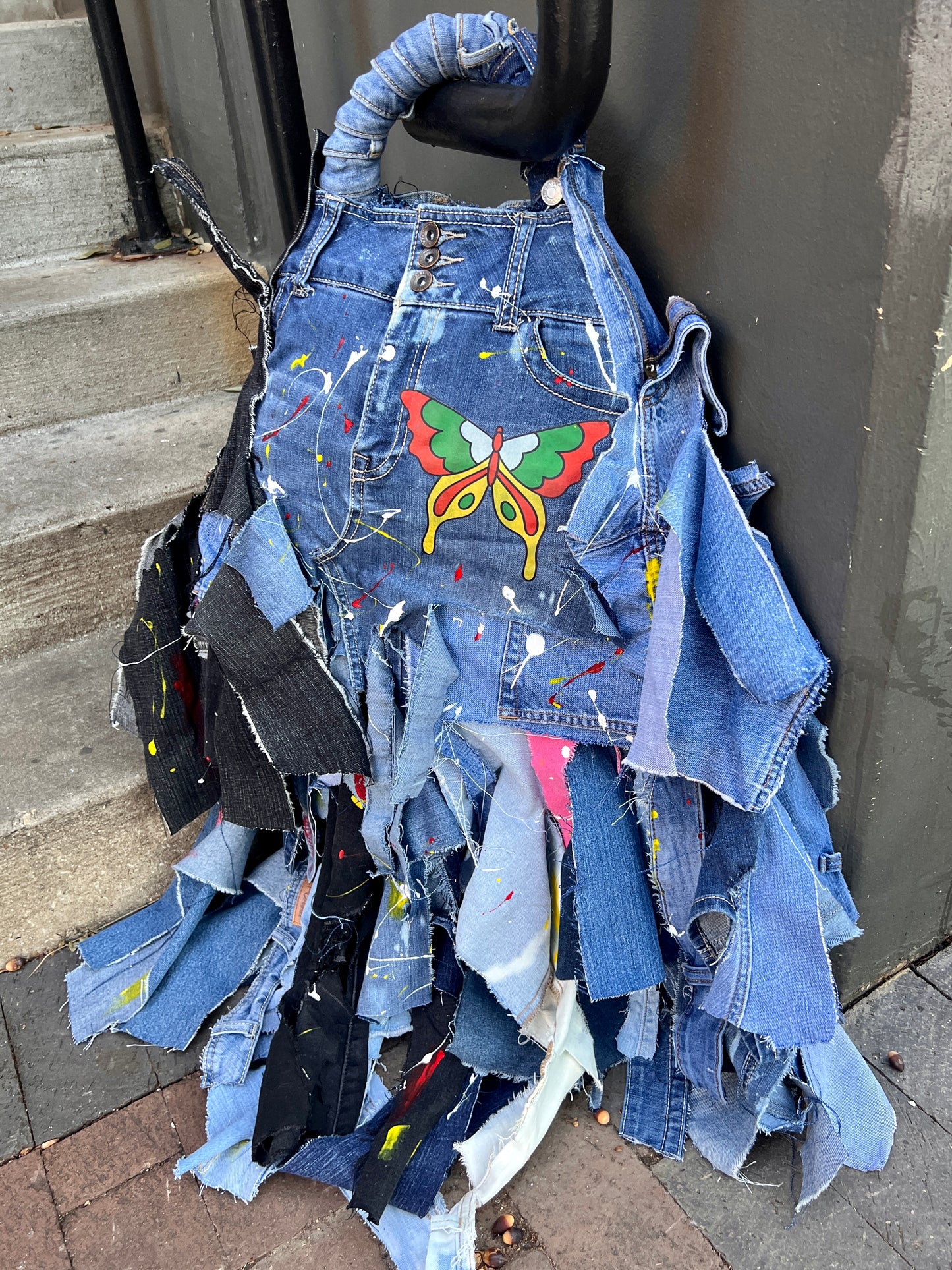 Big Bold Butterfly Ugly Colorful Denim Bag