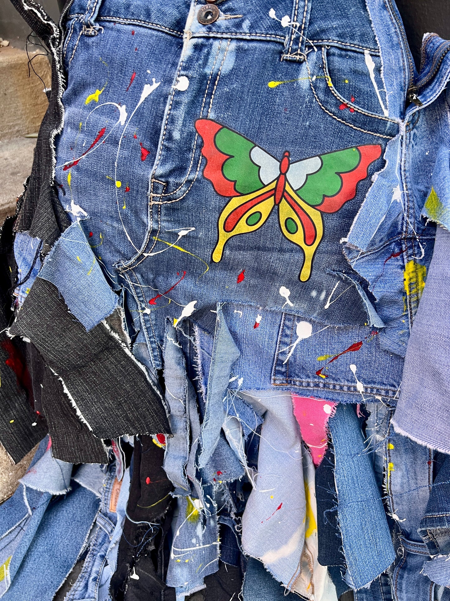 Big Bold Butterfly Ugly Colorful Denim Bag