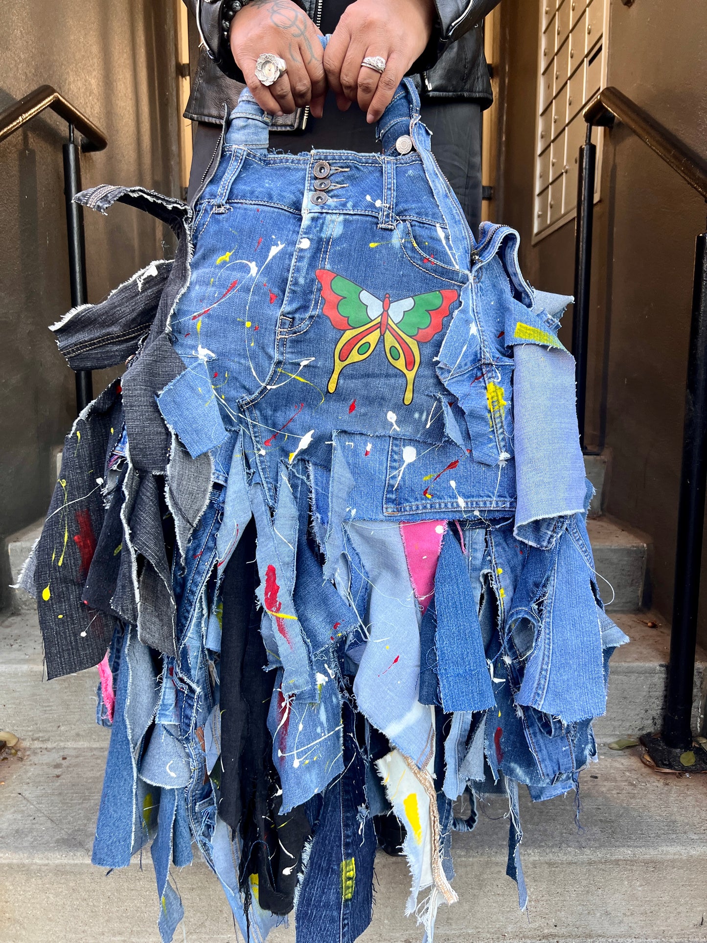 Big Bold Butterfly Ugly Colorful Denim Bag