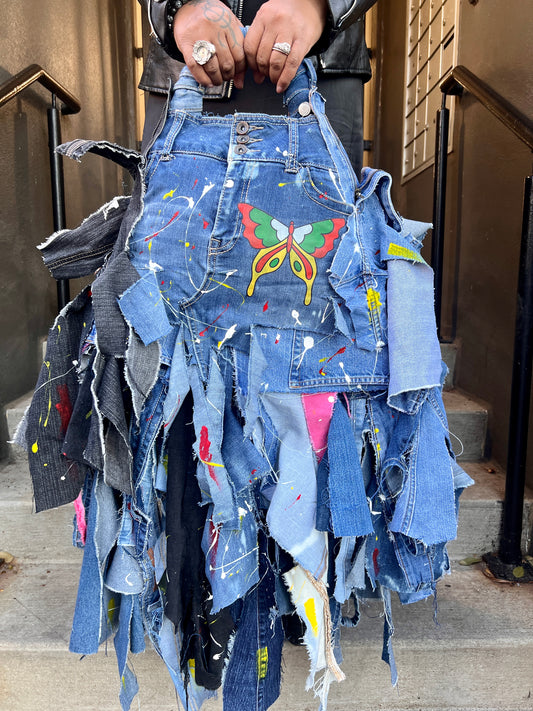 Big Bold Butterfly Ugly Colorful Denim Bag