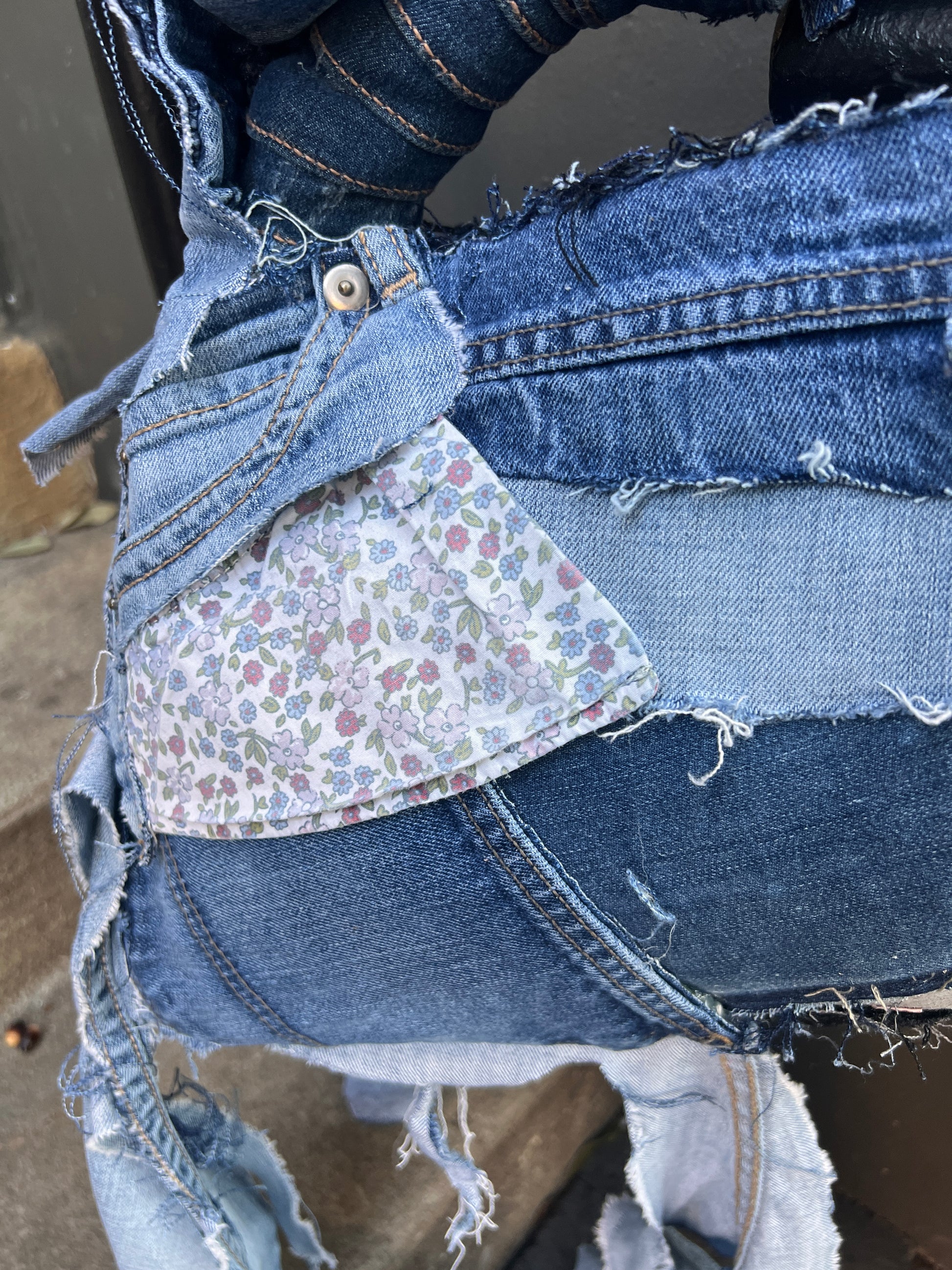 Simple Mix Matched Ugly Denim Bohemian Style Bag