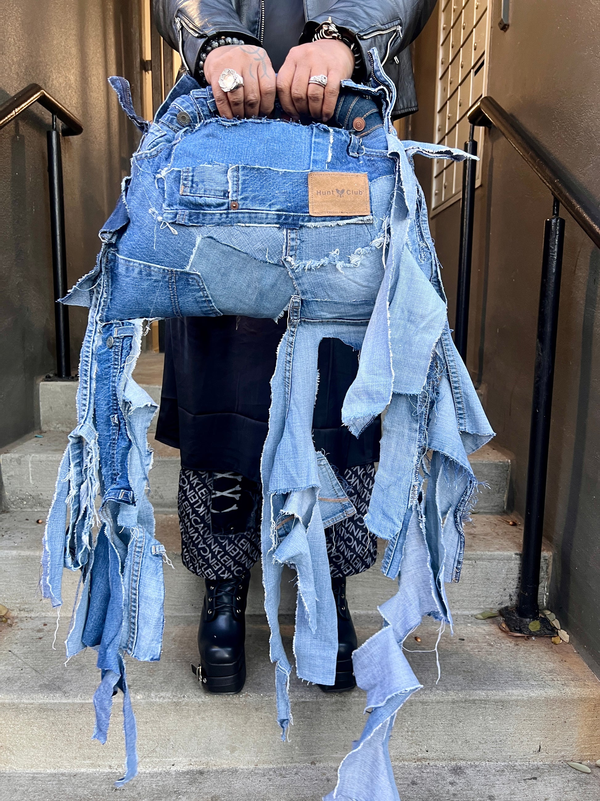 Simple Mix Matched Ugly Denim Bohemian Style Bag
