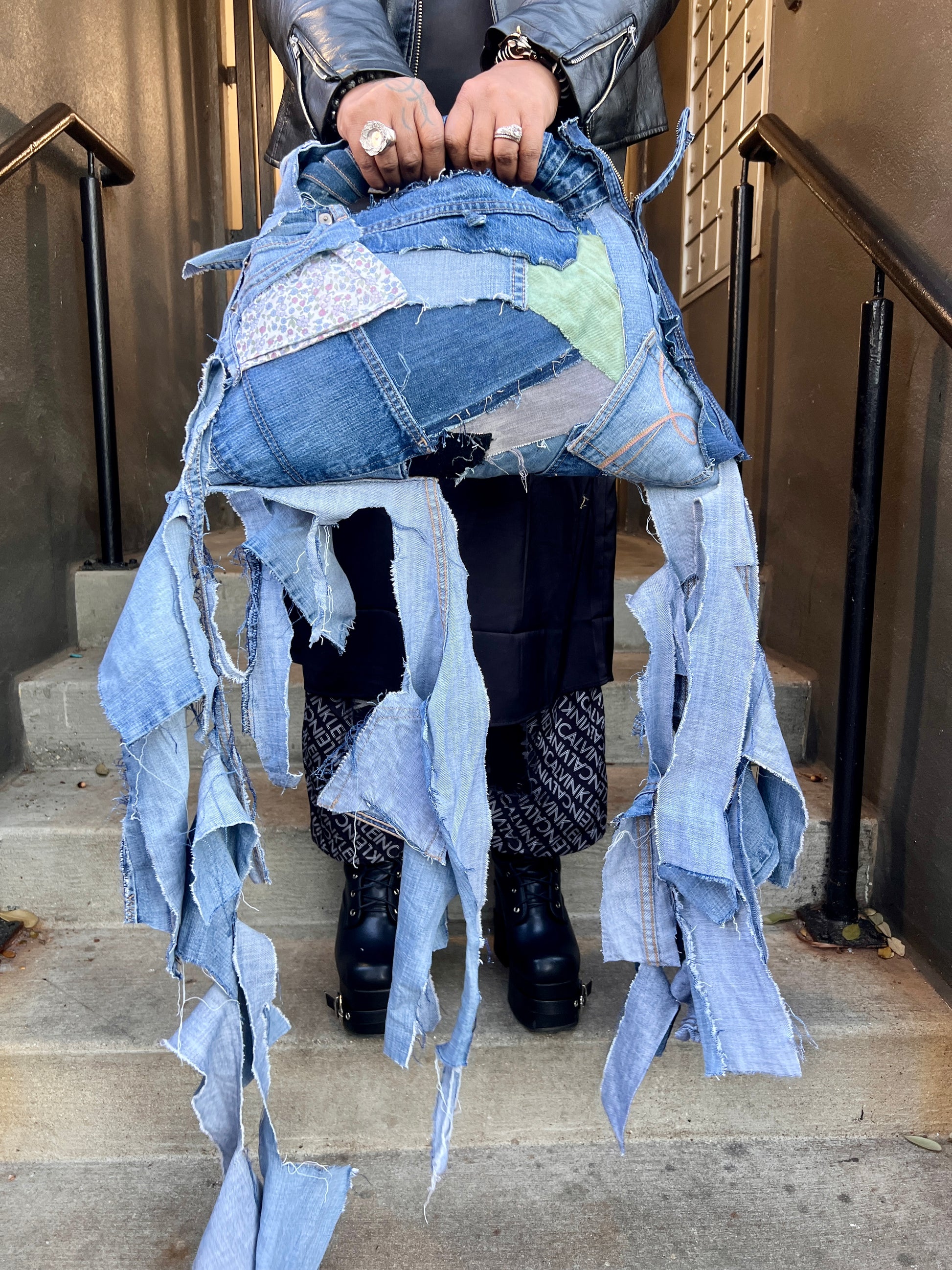 Simple Mix Matched Ugly Denim Bohemian Style Bag