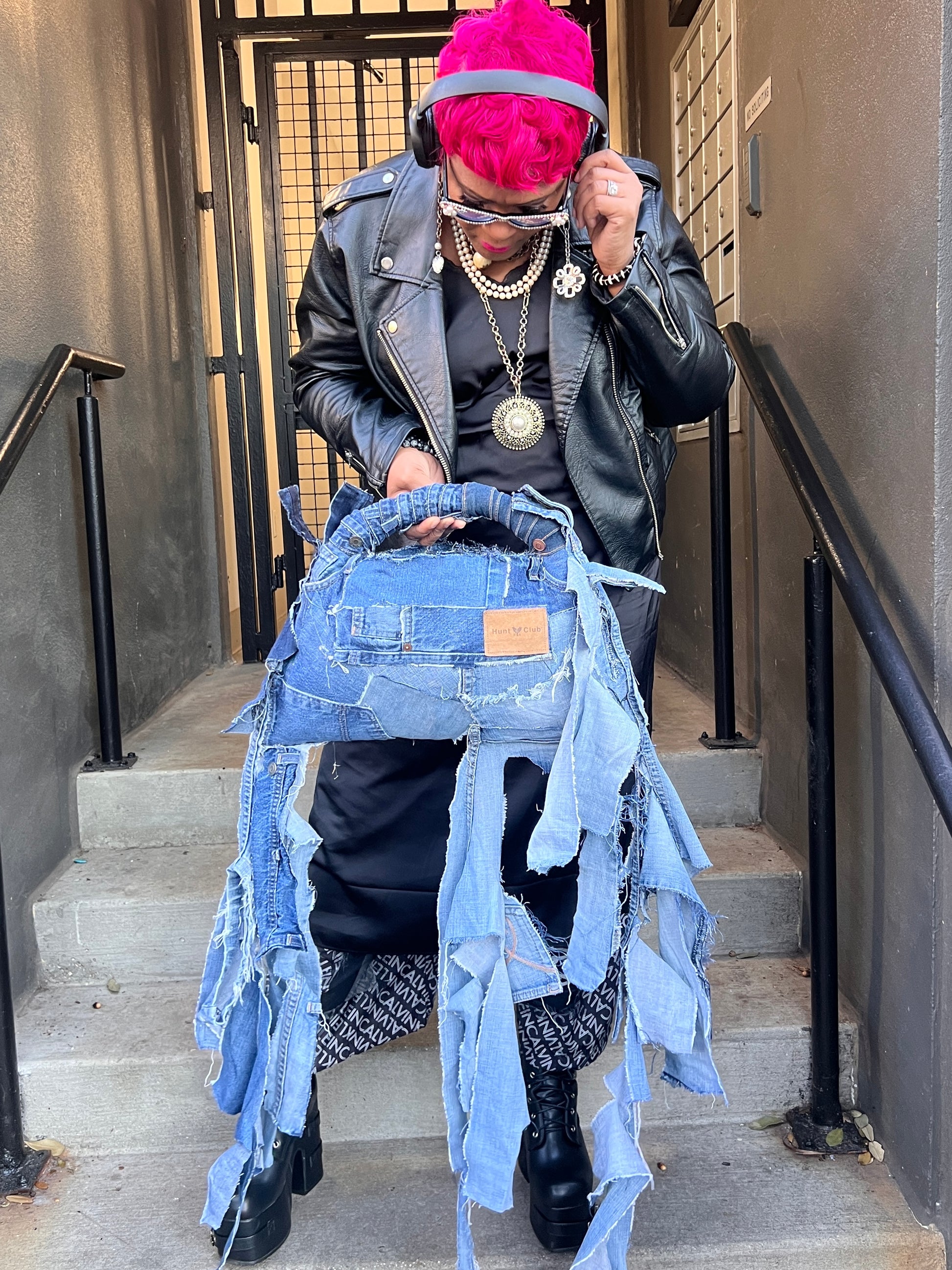 Simple Mix Matched Ugly Denim Bohemian Style Bag