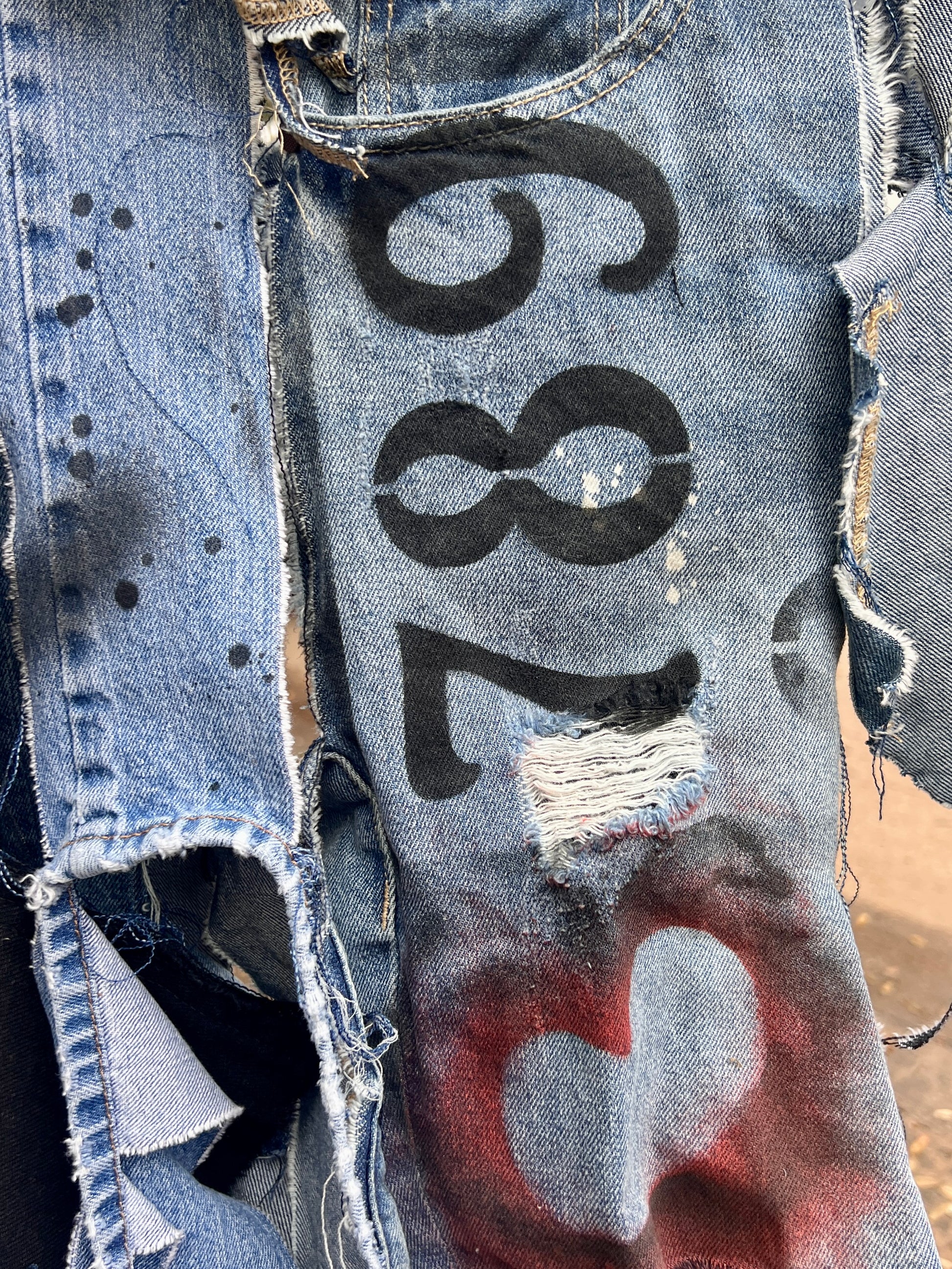Funky Style Ugly Grunge Skull Denim Bag