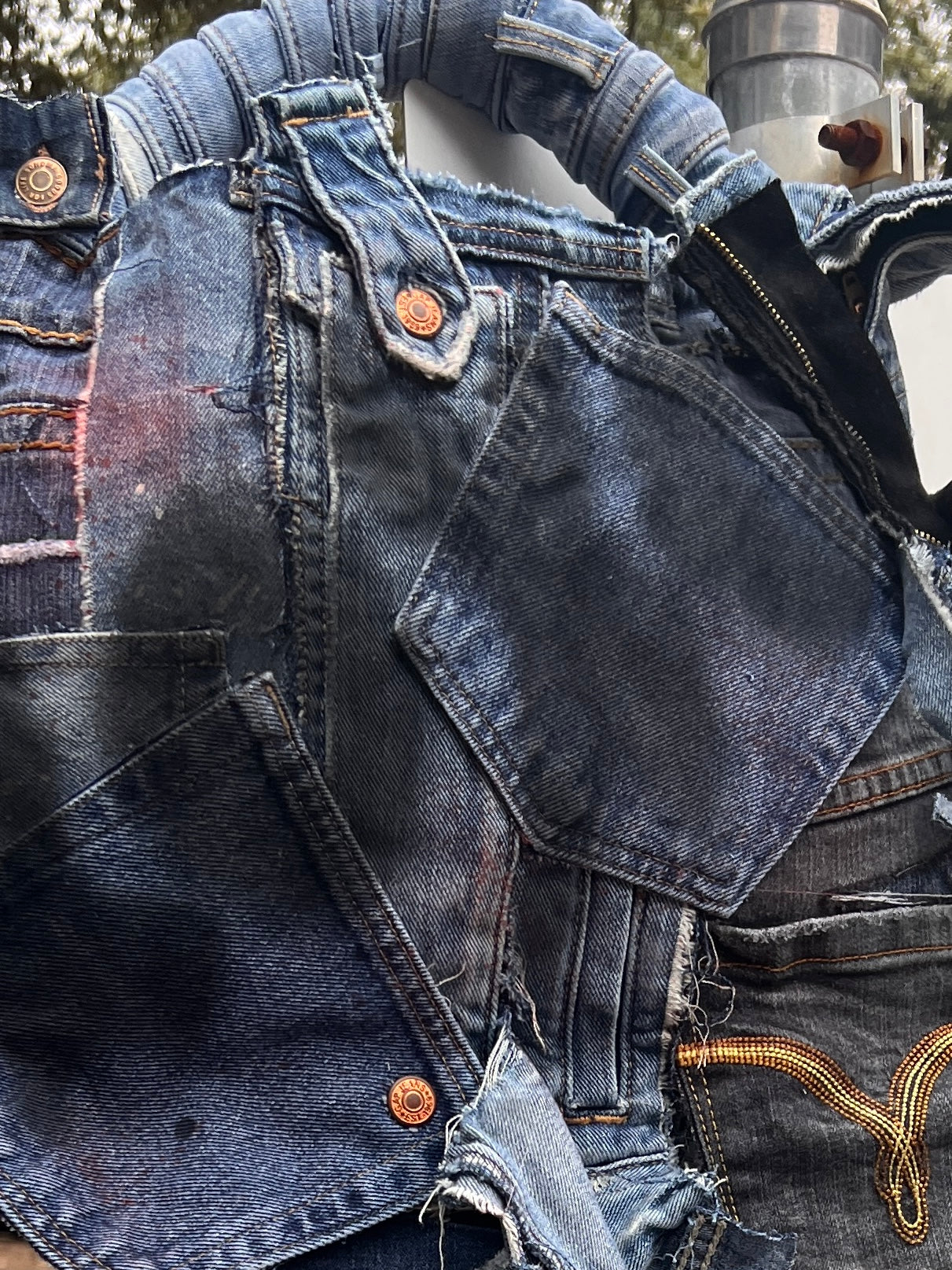 Funky Style Ugly Grunge Skull Denim Bag