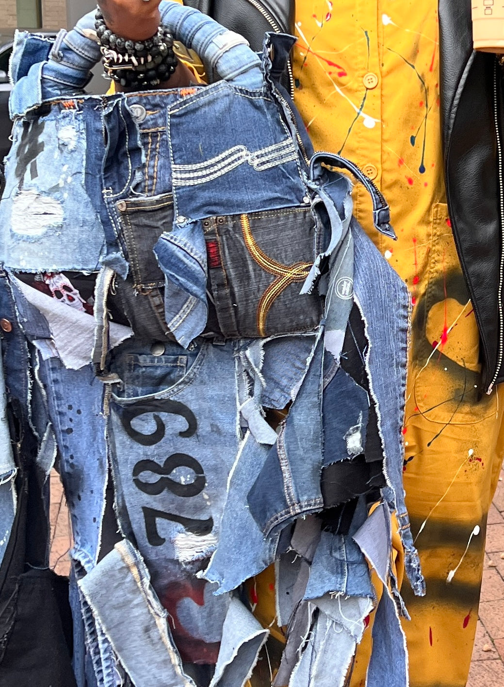 Funky Style Ugly Grunge Skull Denim Bag