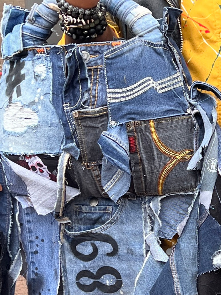Funky Style Ugly Grunge Skull Denim Bag