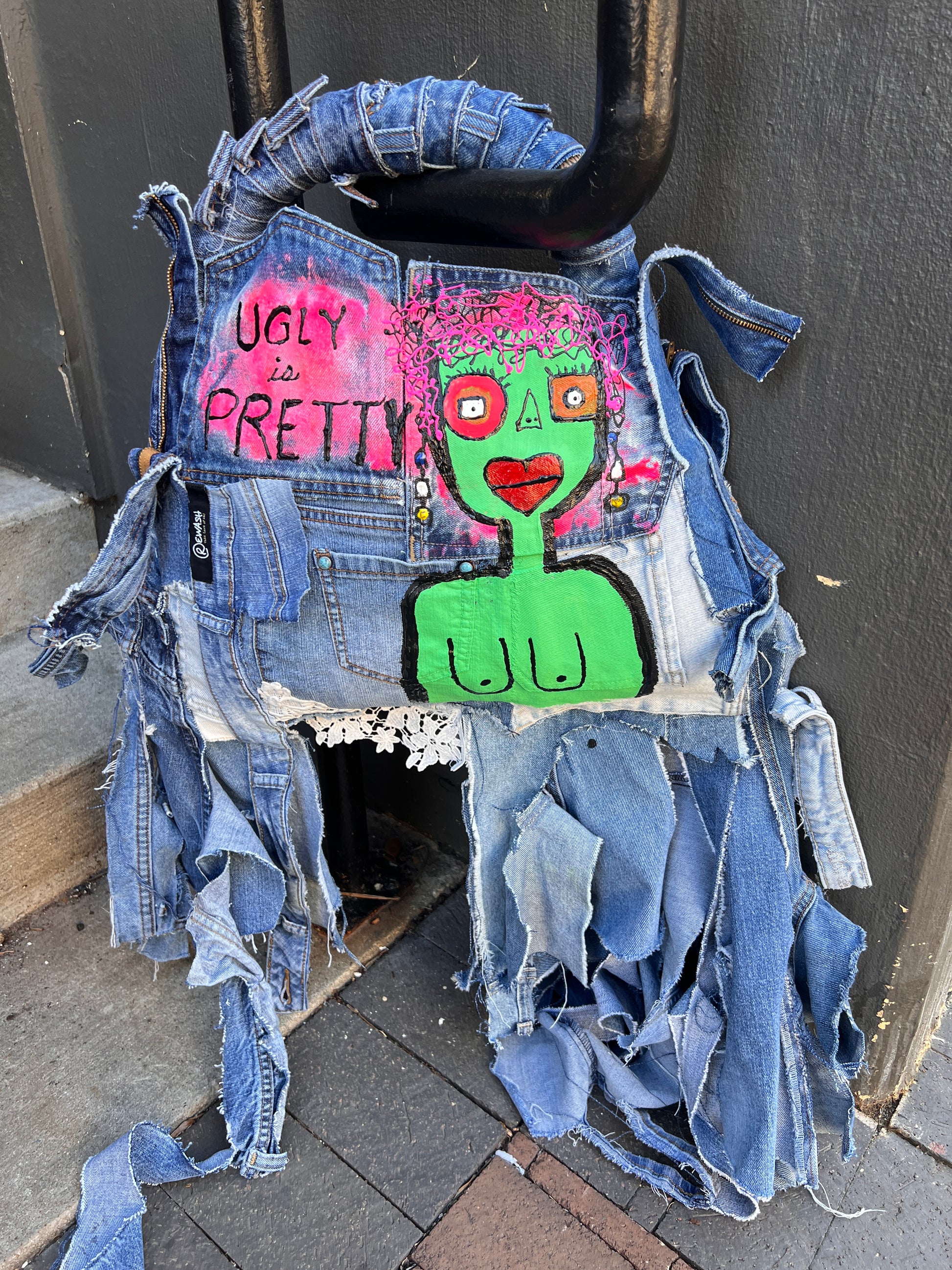 Ugly is Pretty Denim Tote Bag: Anti-Bullying Statement Art #2
