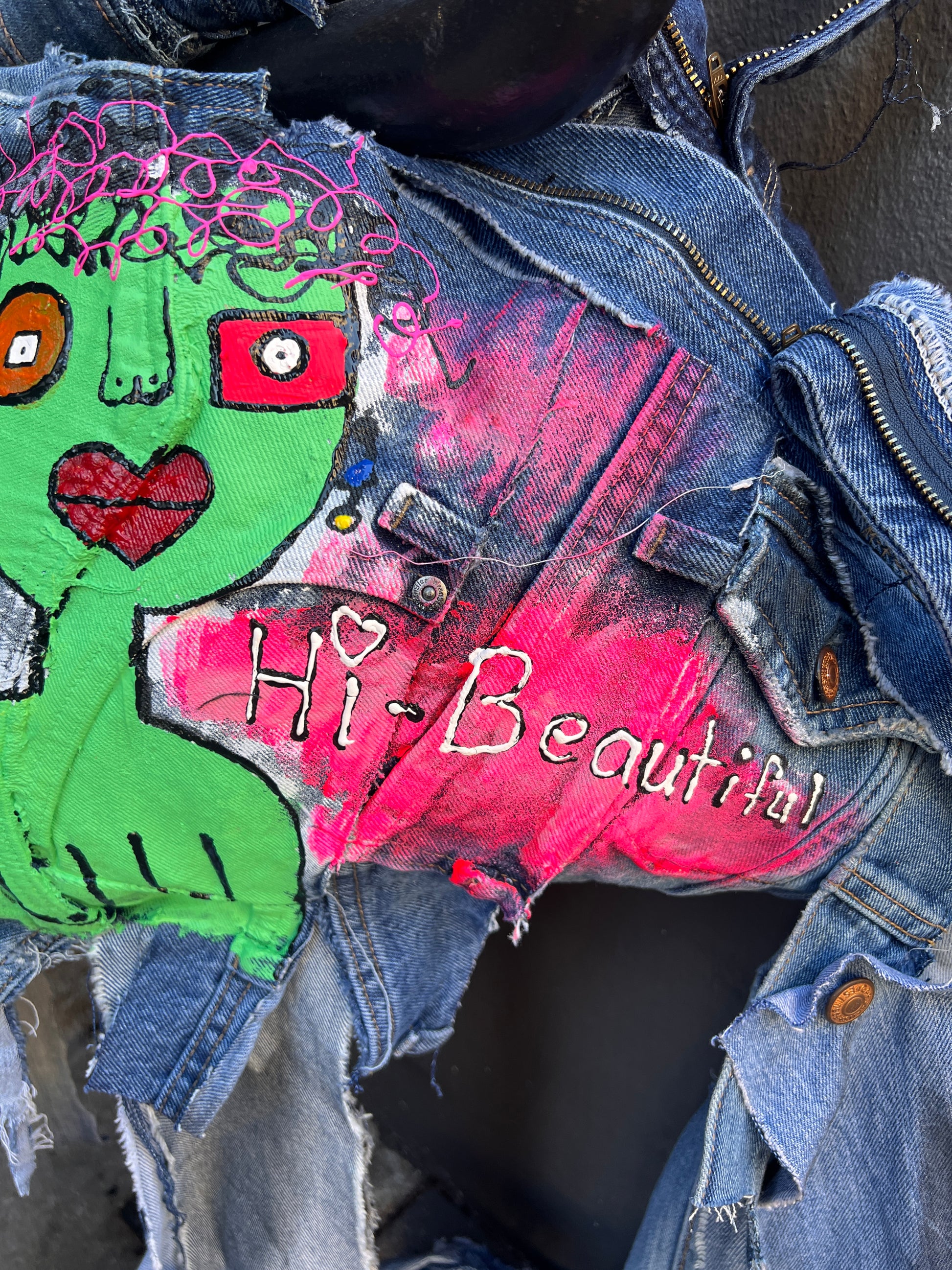 Ugly is Pretty Denim Tote Bag: Anti-Bullying Statement Art #4