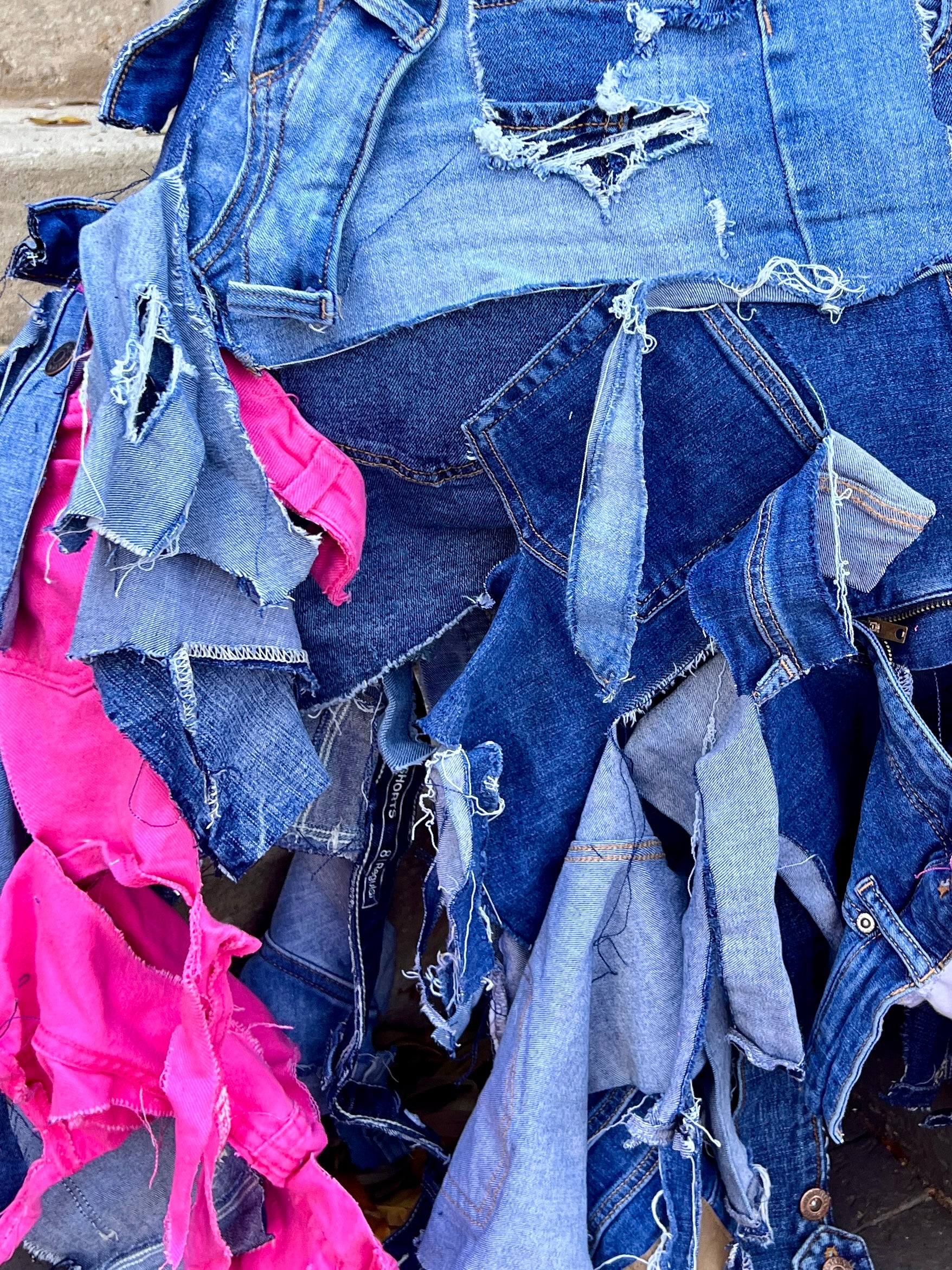 Ugly Pink Denim Grunge Bag Upcycled OddityUgly Pink Denim Grunge Bag Upcycled Oddity