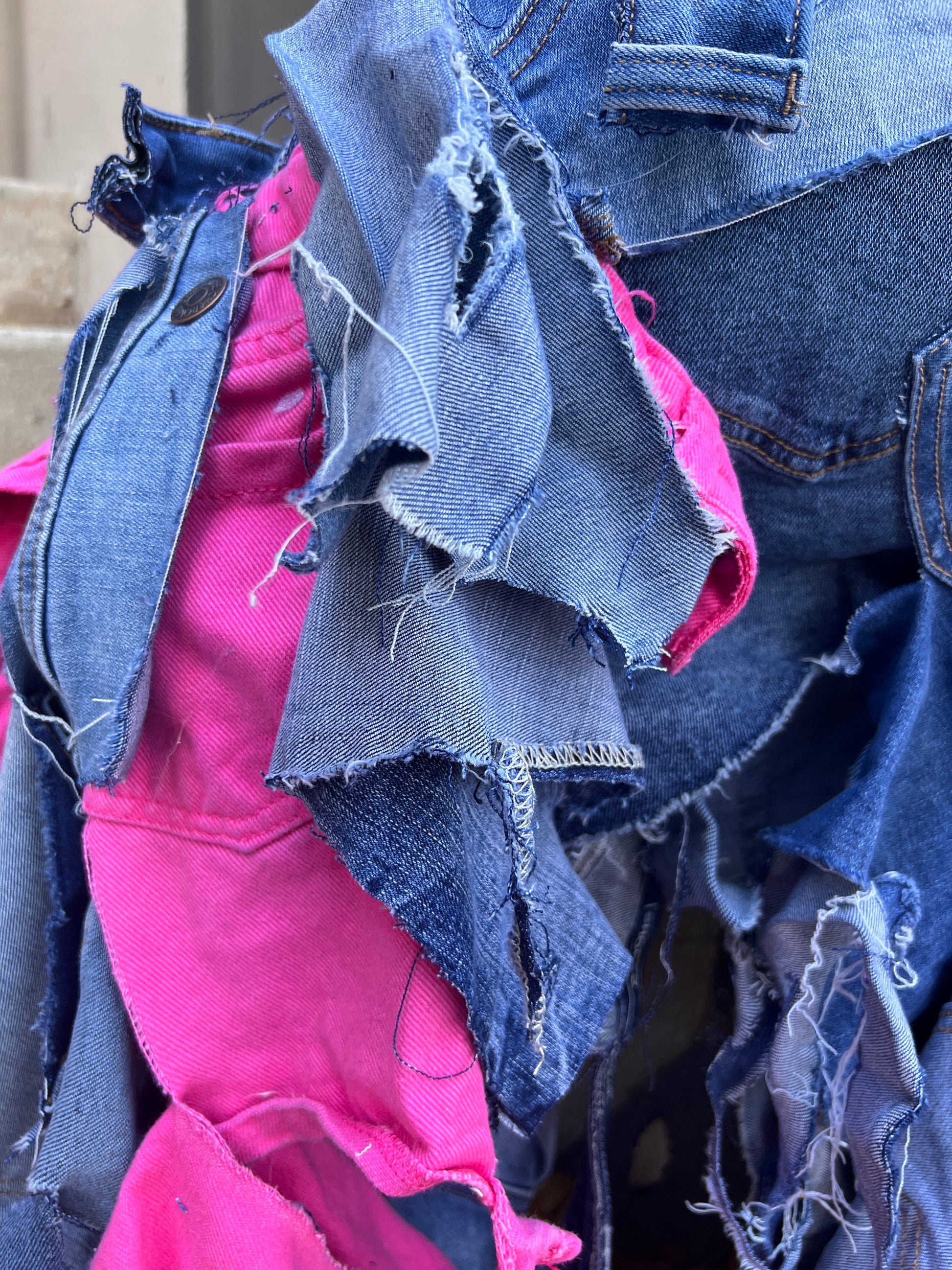 Ugly Pink Denim Grunge Bag Upcycled Oddity