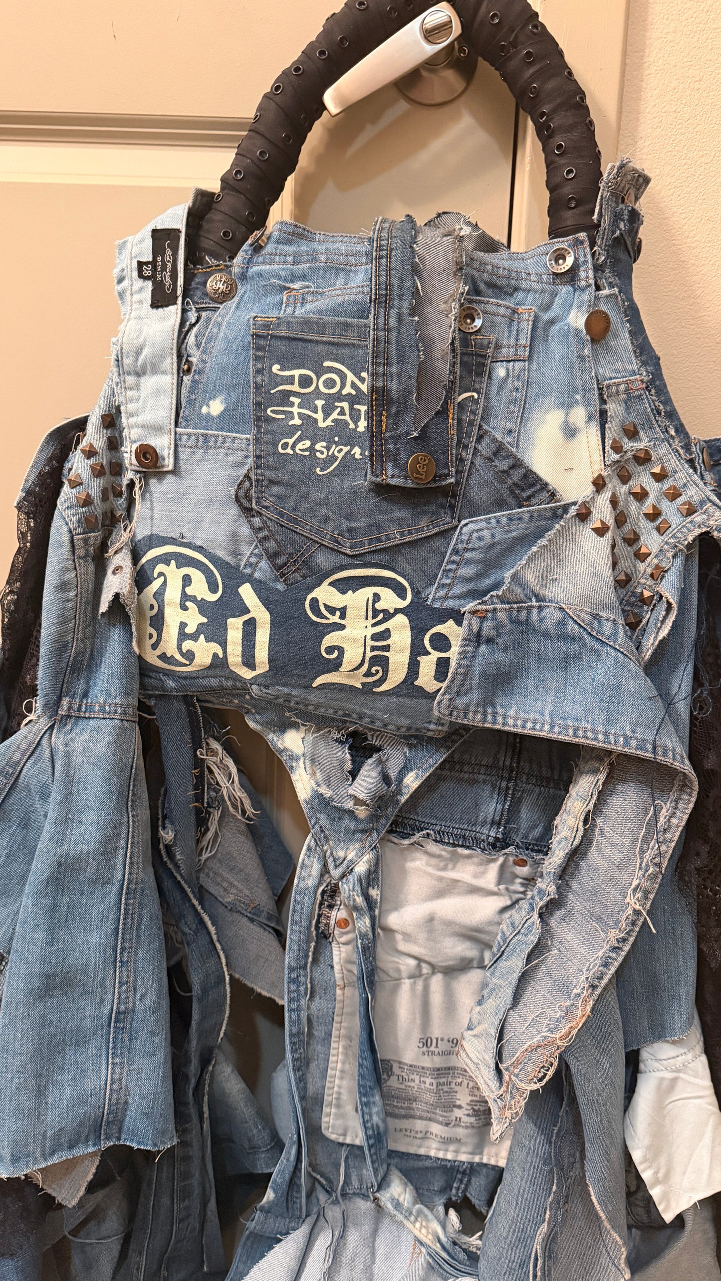 Funky Ugly Denim On Denim Upcycled Grunge Statement Bag