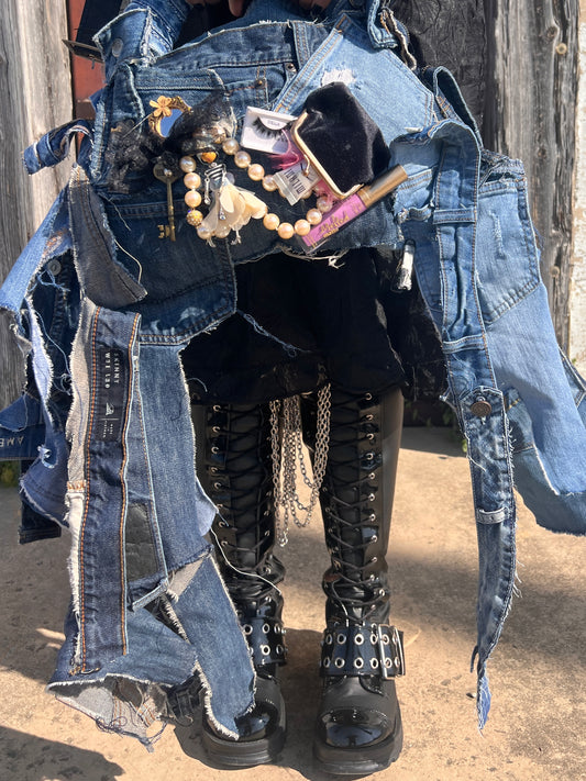 Ugly Funky Junk Doll Denim Grunge Bag