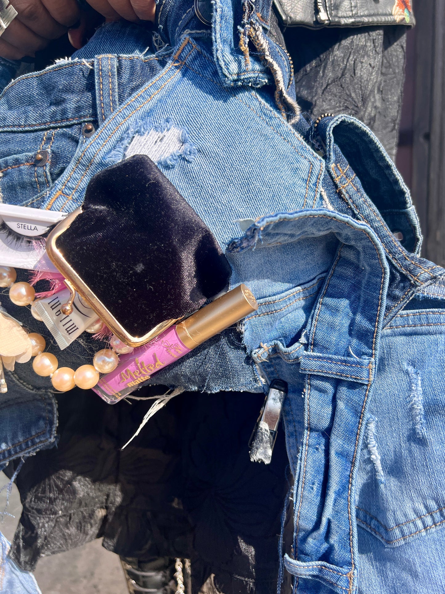 Ugly Funky Junk Doll Denim Grunge Bag