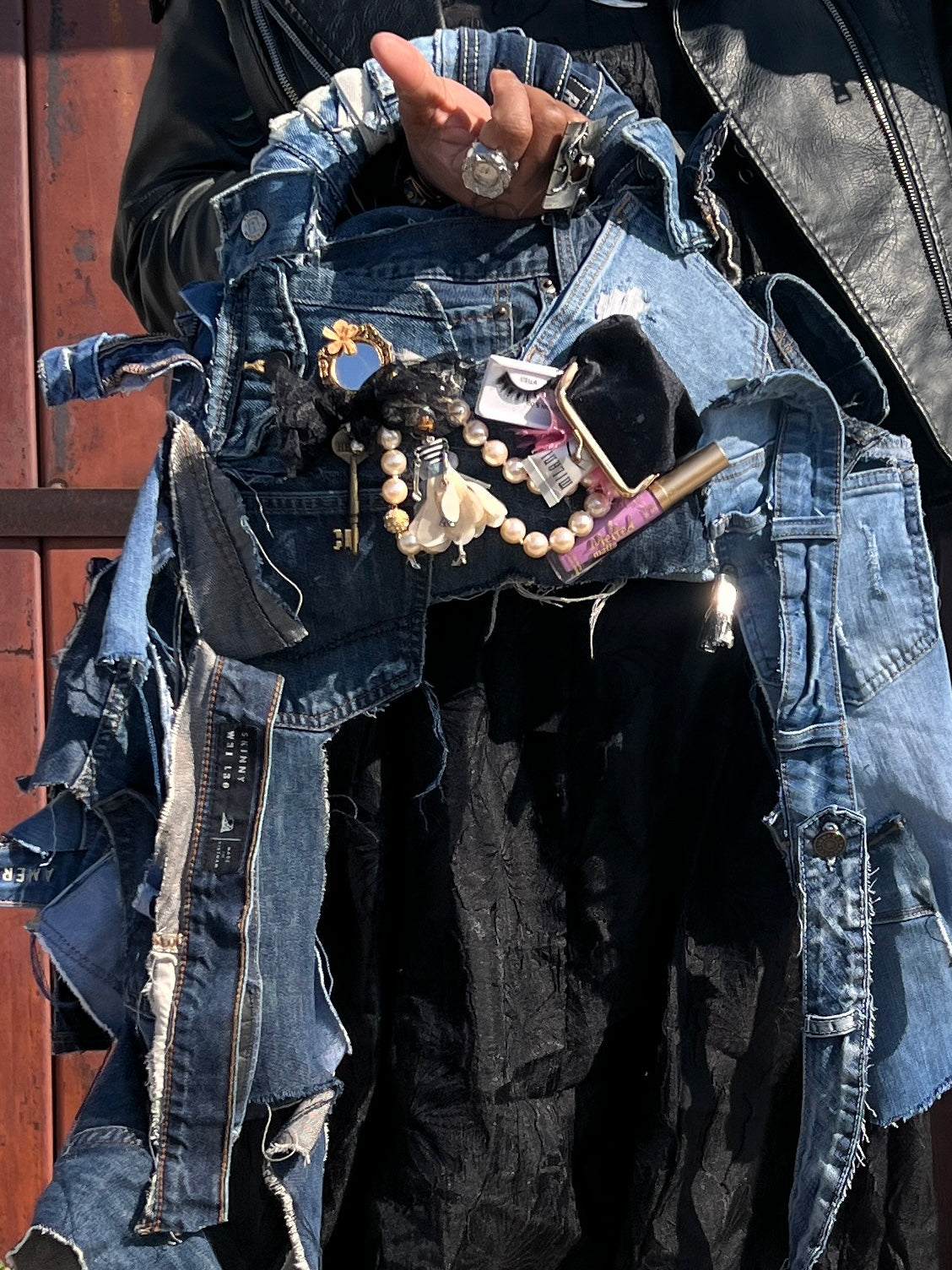 Ugly Funky Junk Doll Denim Grunge Bag
