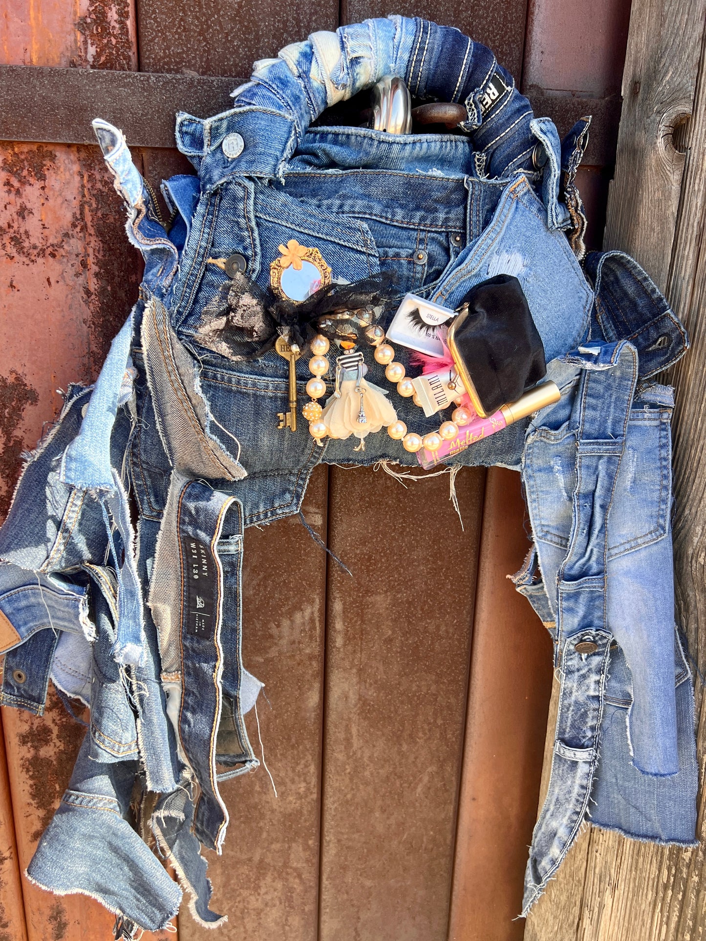Ugly Funky Junk Doll Denim Grunge Bag