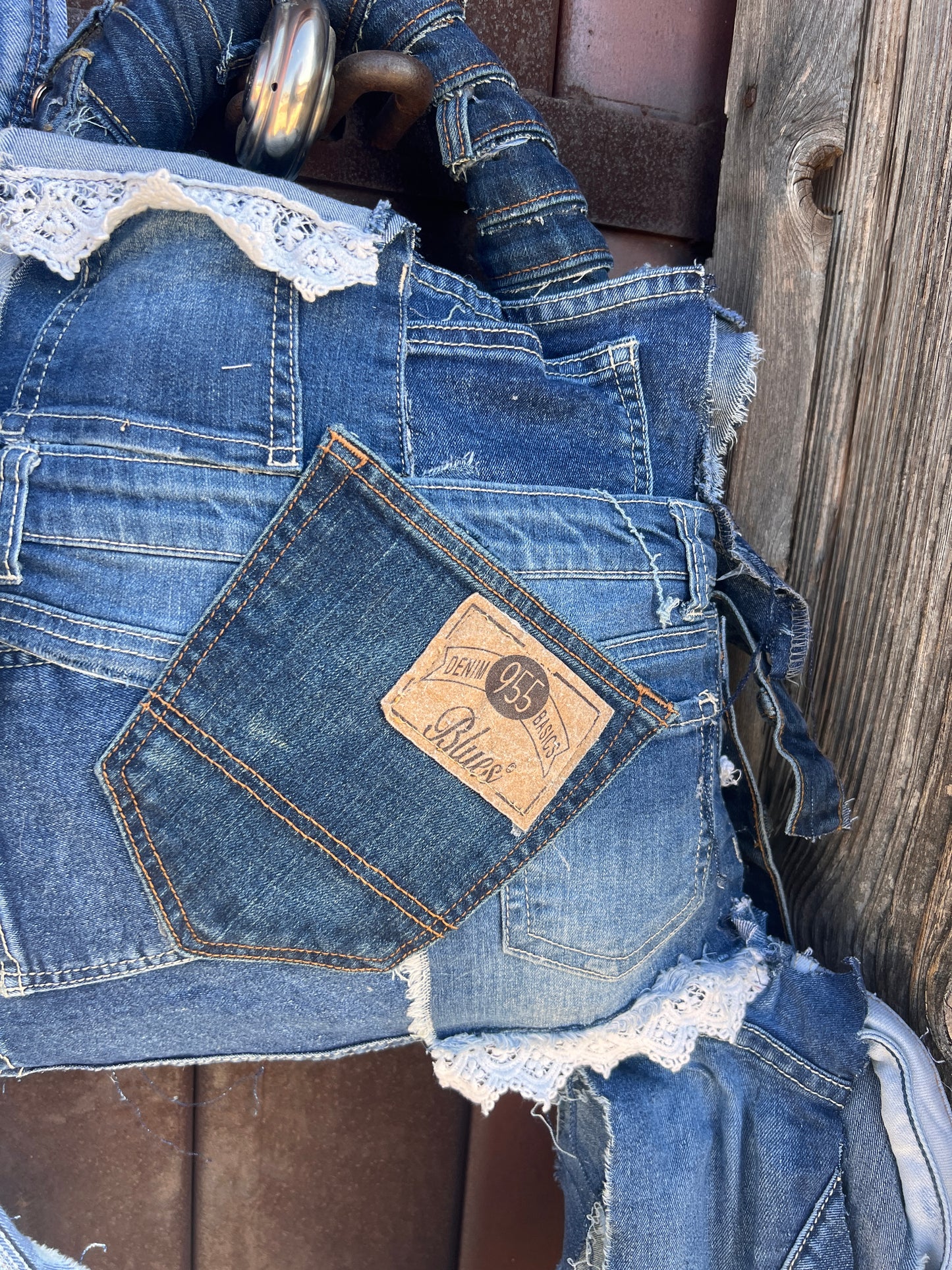 2 Sided Ugly Denim Pocket Shred Bag